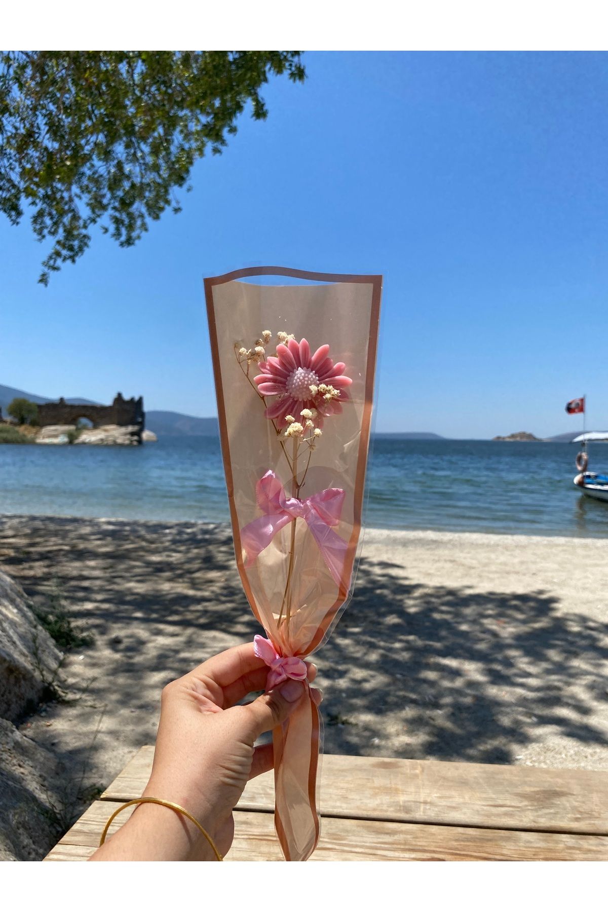 candleandgiftland Solmayan Papatya Mum Hediye Çiçek