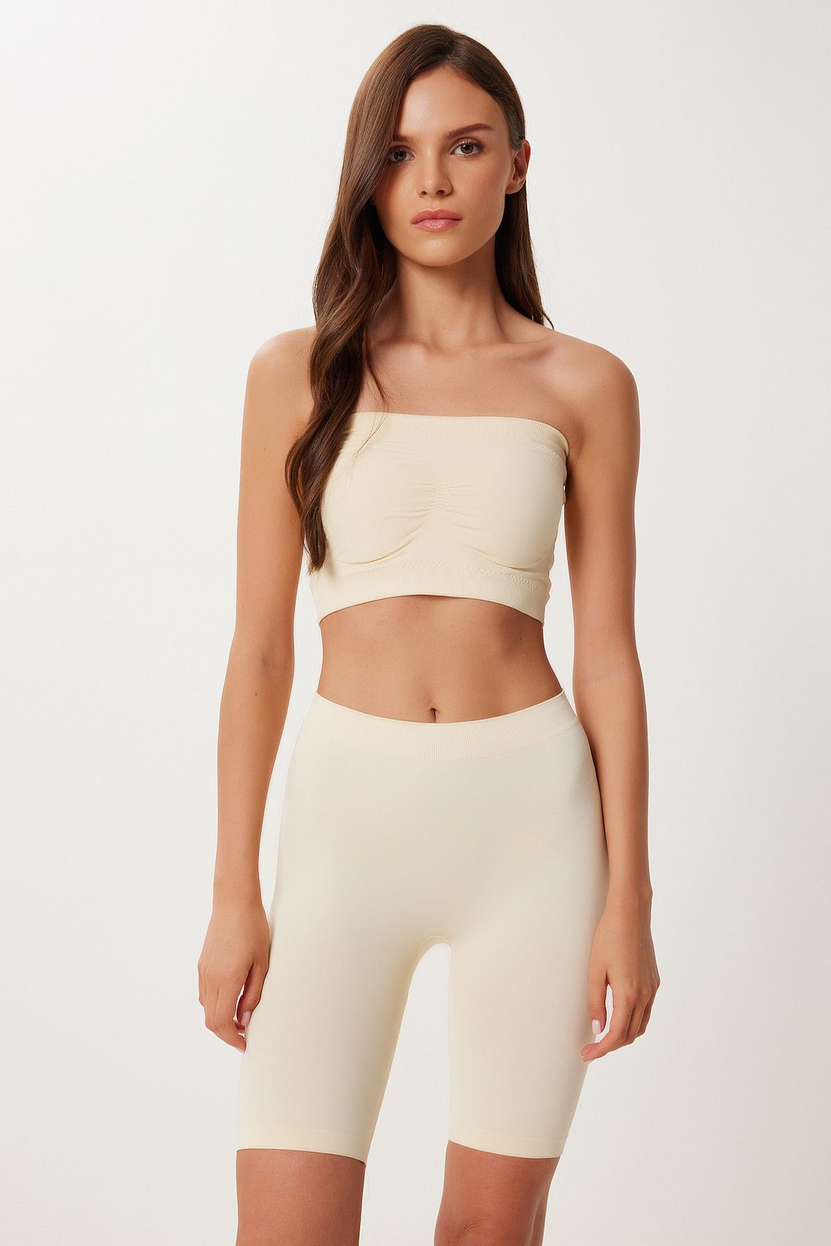 Lovelyİstanbul Dikişsiz Örme Boxer KREM LGV0003