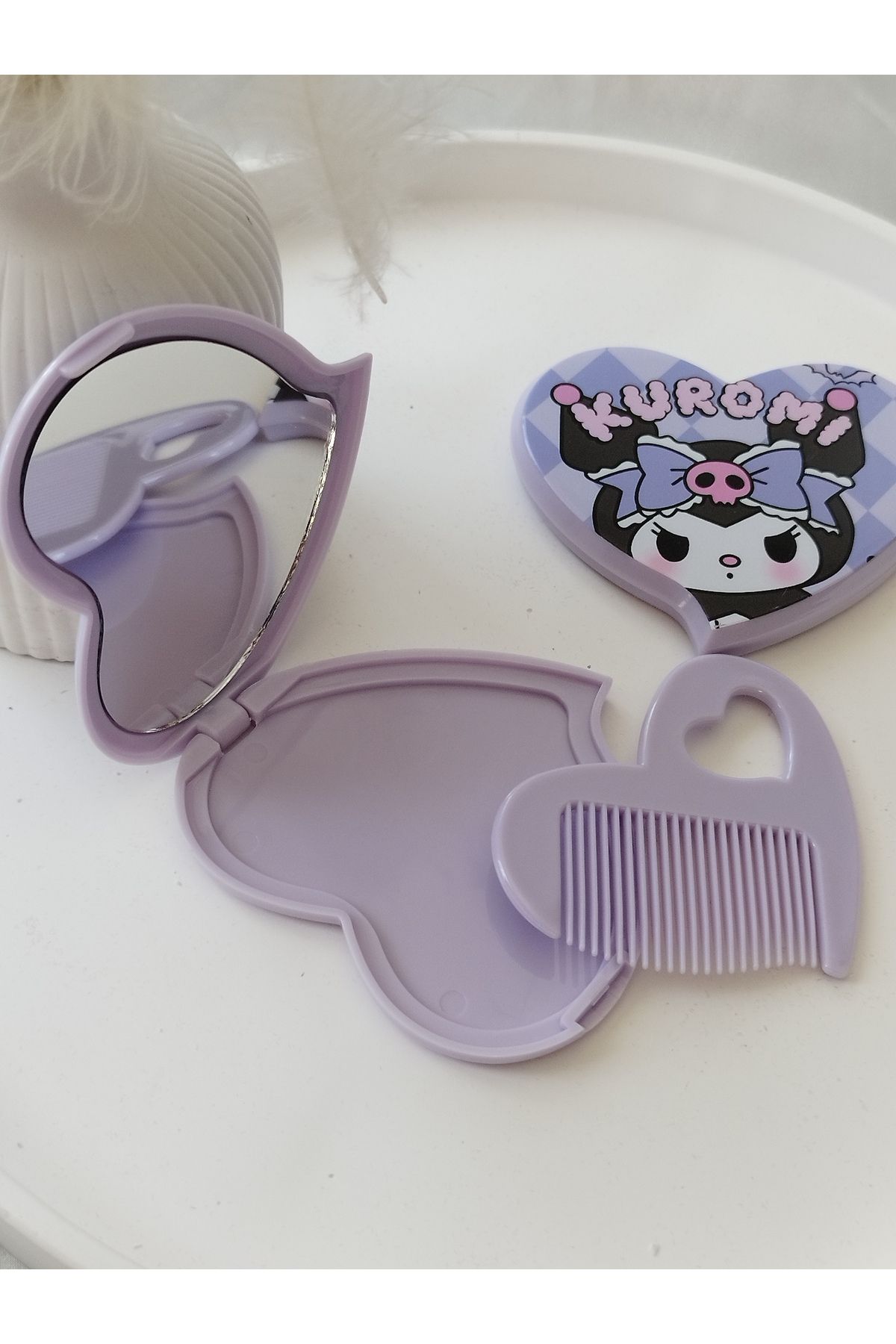 LADYBİRDAKSESUAR Karakterli renkli Çocuk taraklı ayna seti kuurommi sanrio kalp figür