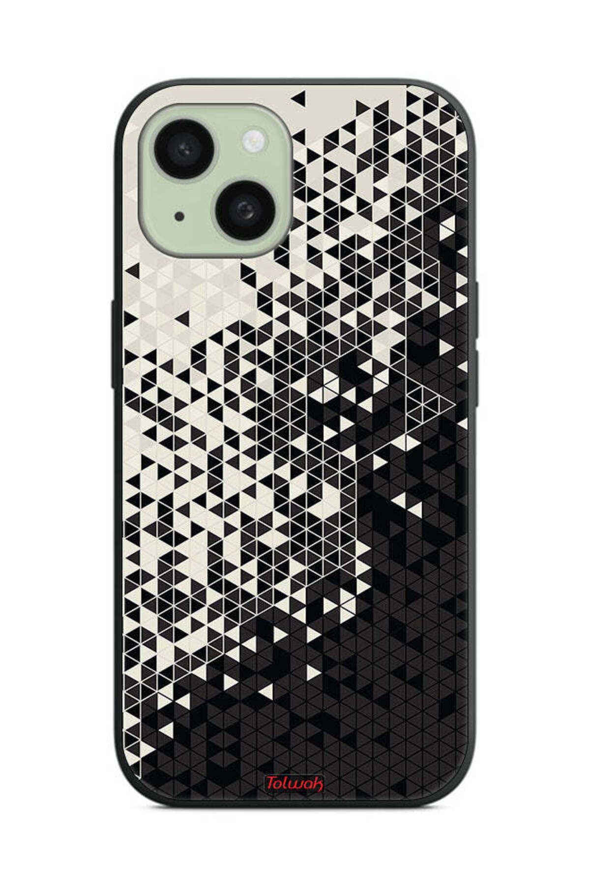 Tolwak-Apple iPhone 15 Plus Protective Case Cover Pattern Digital Art Triangle 2
