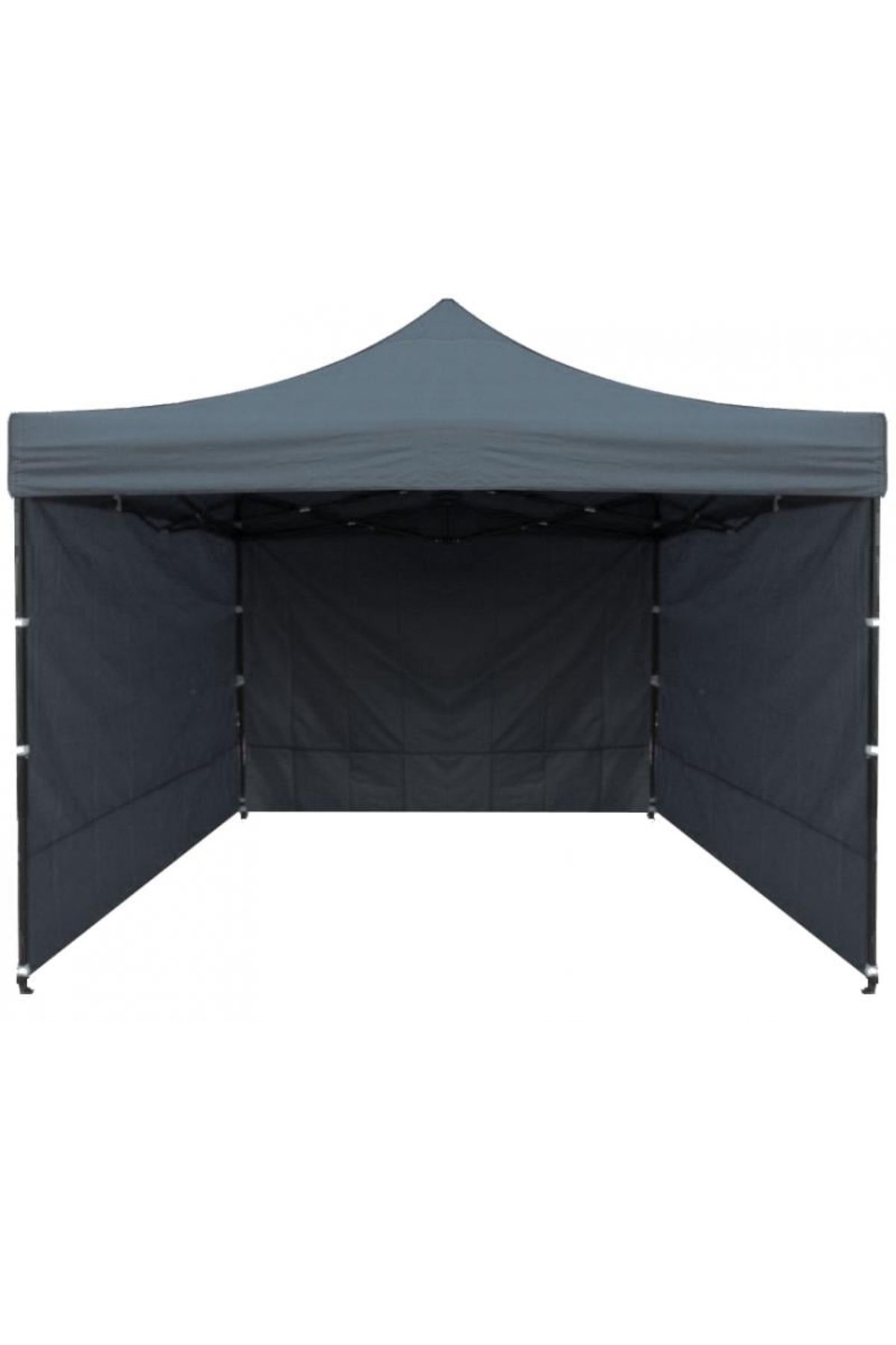 SERSIMO-Cort Tip Pavilion Cu 3 Pereti Laterali, Structura Solida Otel, 3x3 M Cu Inaltime Reglabila, Gri 4