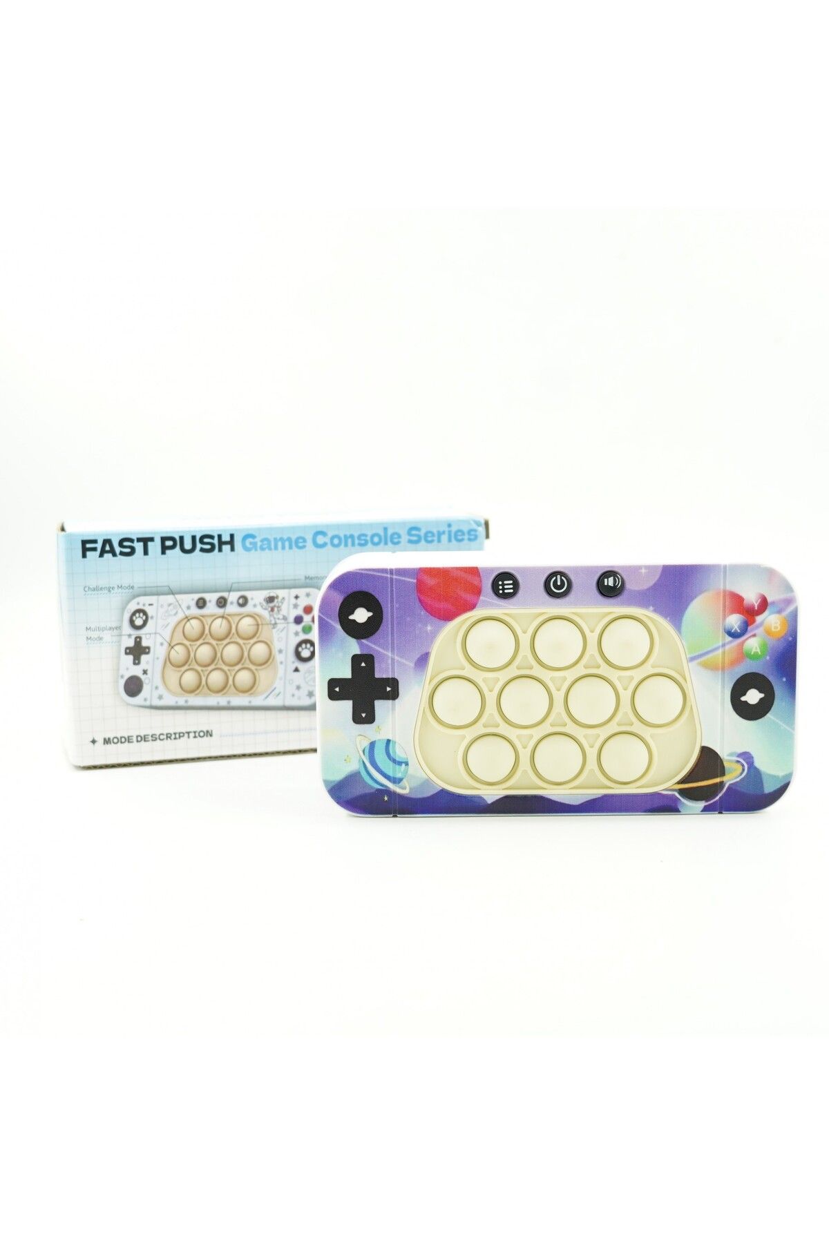 Flippy-Console Toy, speed push game, lights/sounds, ABS/silicone, multicolor space, 15.5x7.6x5.3 cm 4