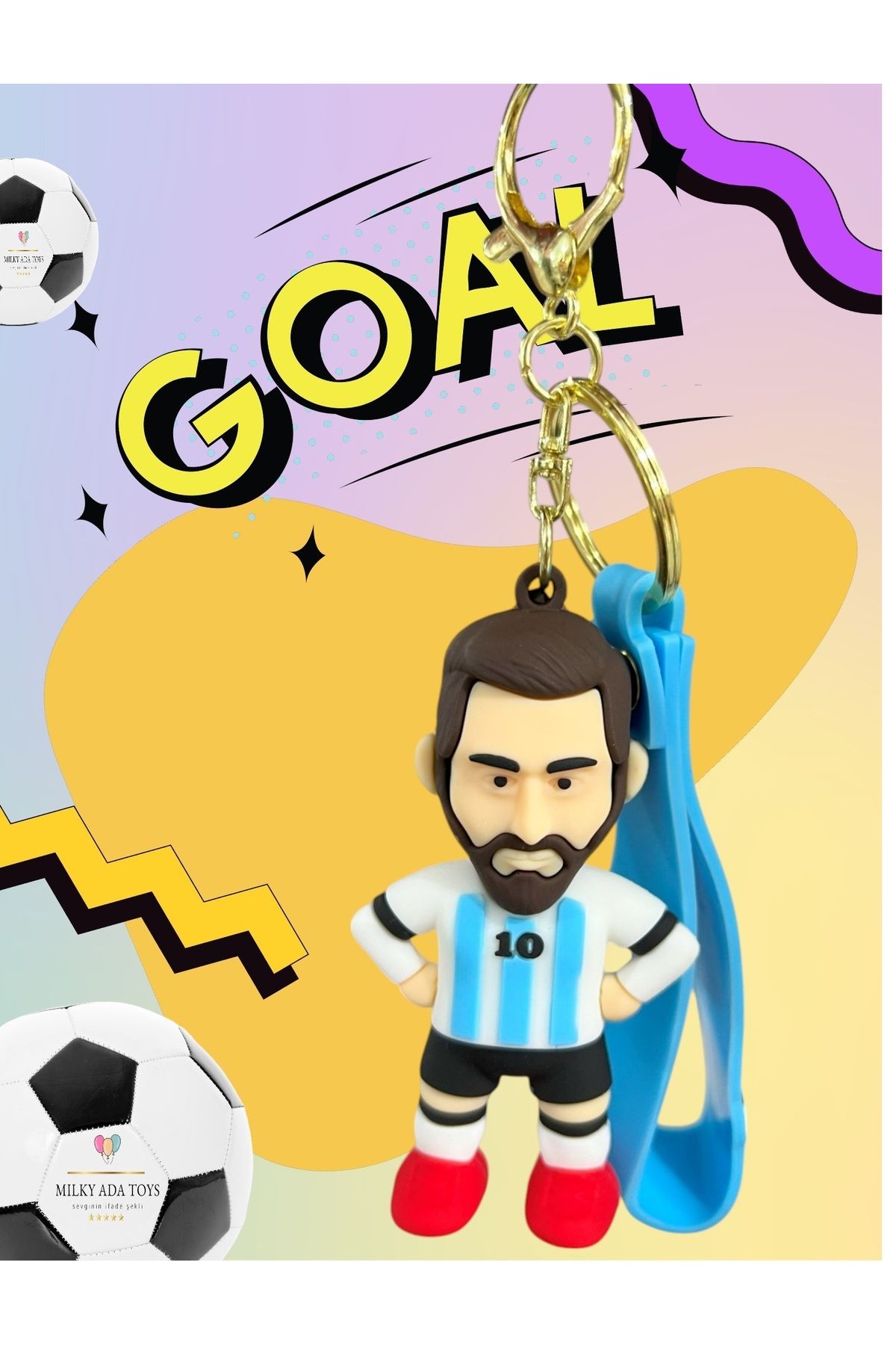 MİLKYADATOYS Anahtarlık Futbolcu Figür Ronaldo Messi 9 cm Hediyelik (1 adet gönderim sağlanır.)
