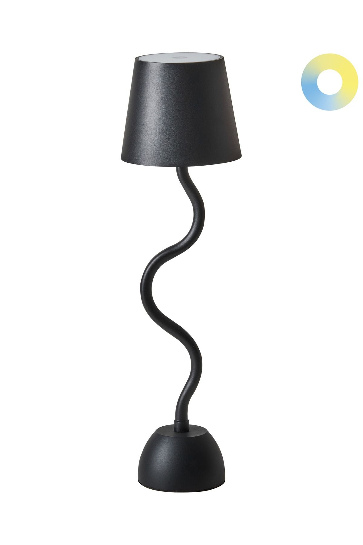 BELIANI Siyah Kablosuz Kavisli LED Masa Lambası, Dimmerli, USB Şarjlı ve Modern Tasarım