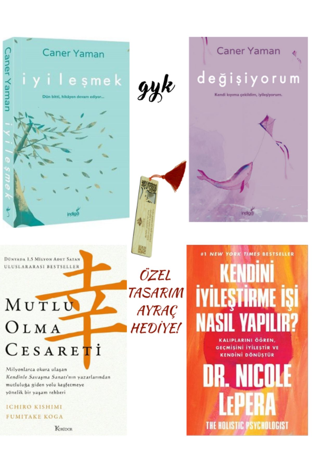 İndigo Kitap İyileşmek-Değişiyorum-Mutlu Olma Cesareti-Kendini İyileştirme İşi Nasıl Yapılır? 4 Kitap (AYRAÇLI)