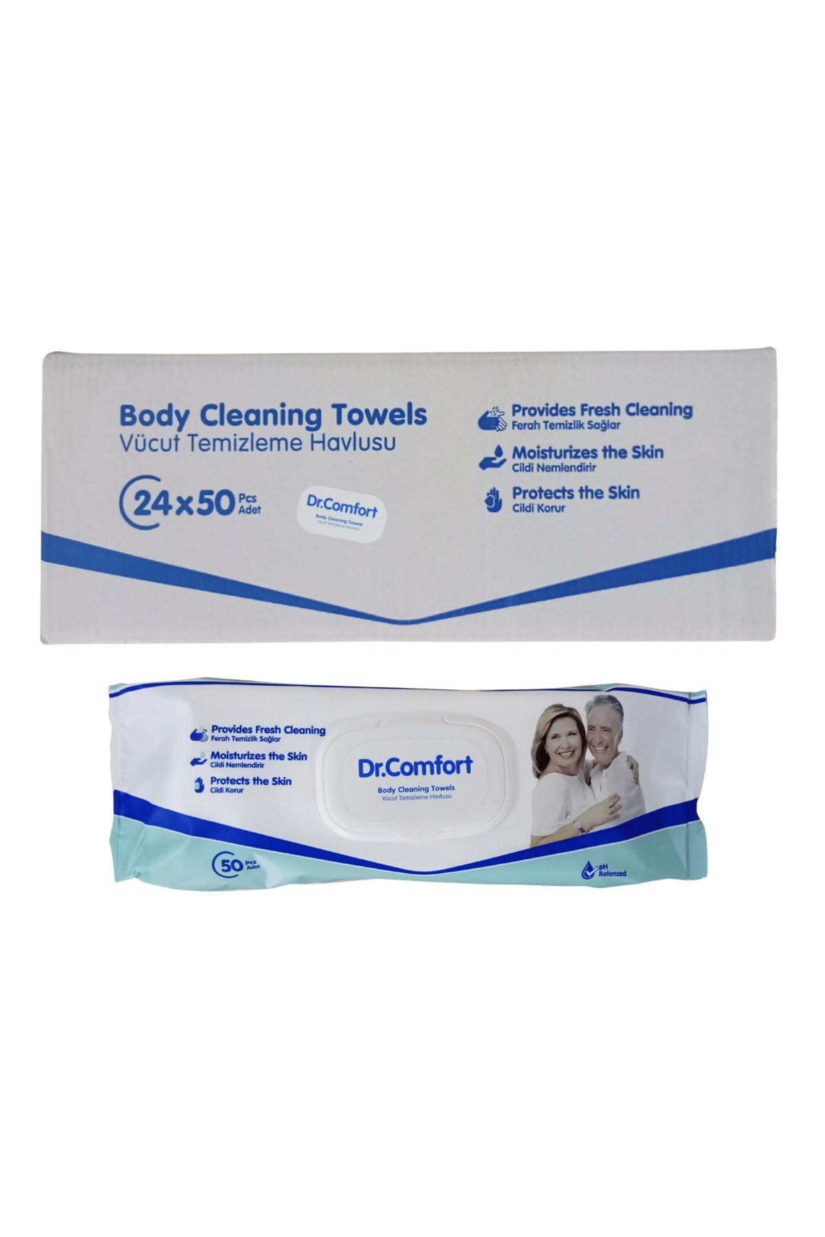 Comfort DR. COMFORT - VÜCUT TEMİZLEME HAVLUSU 50 ADET 1 PAKET - 24 PAKET