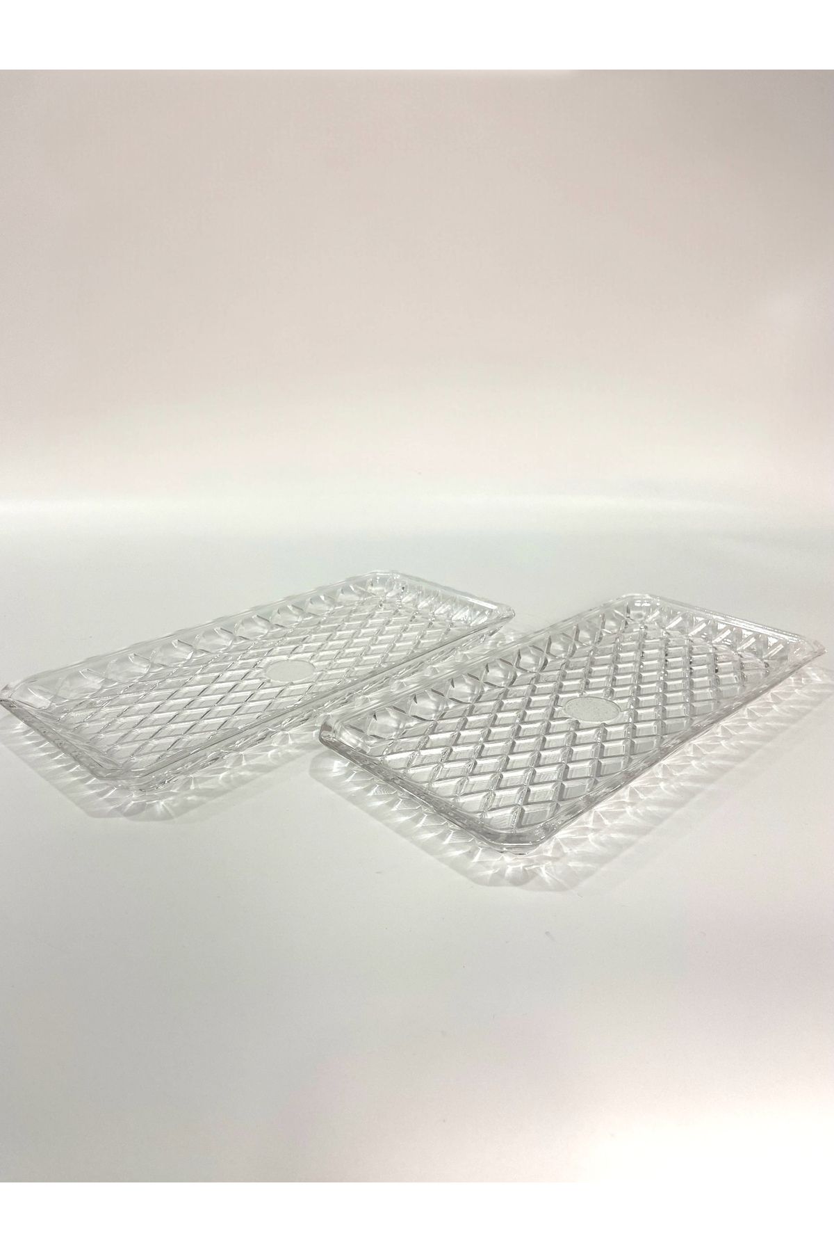 Ornamenti Tile Dekorlu Dikdörtgen Cam Tabak, Sunumluk 2'li