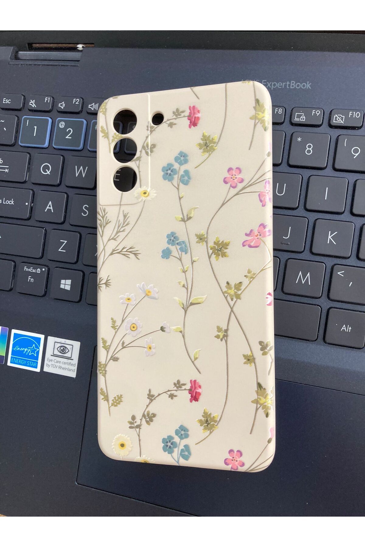 Newon SAMSUNG GALAXY S22 PLUS SARMAŞIK/ÇİÇEK BASKILI İÇİ KADİFE SİLİKON TELEFON KILIFI