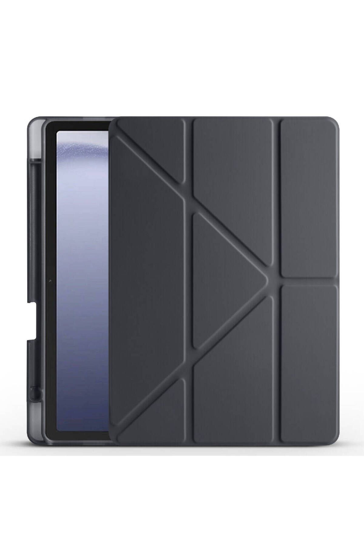 ENSUENO Galaxy Tab A9 Plus Kılıf Uyumlu INC Tri Folding Kalem Bölmeli Standlı Kılıf-Siyah