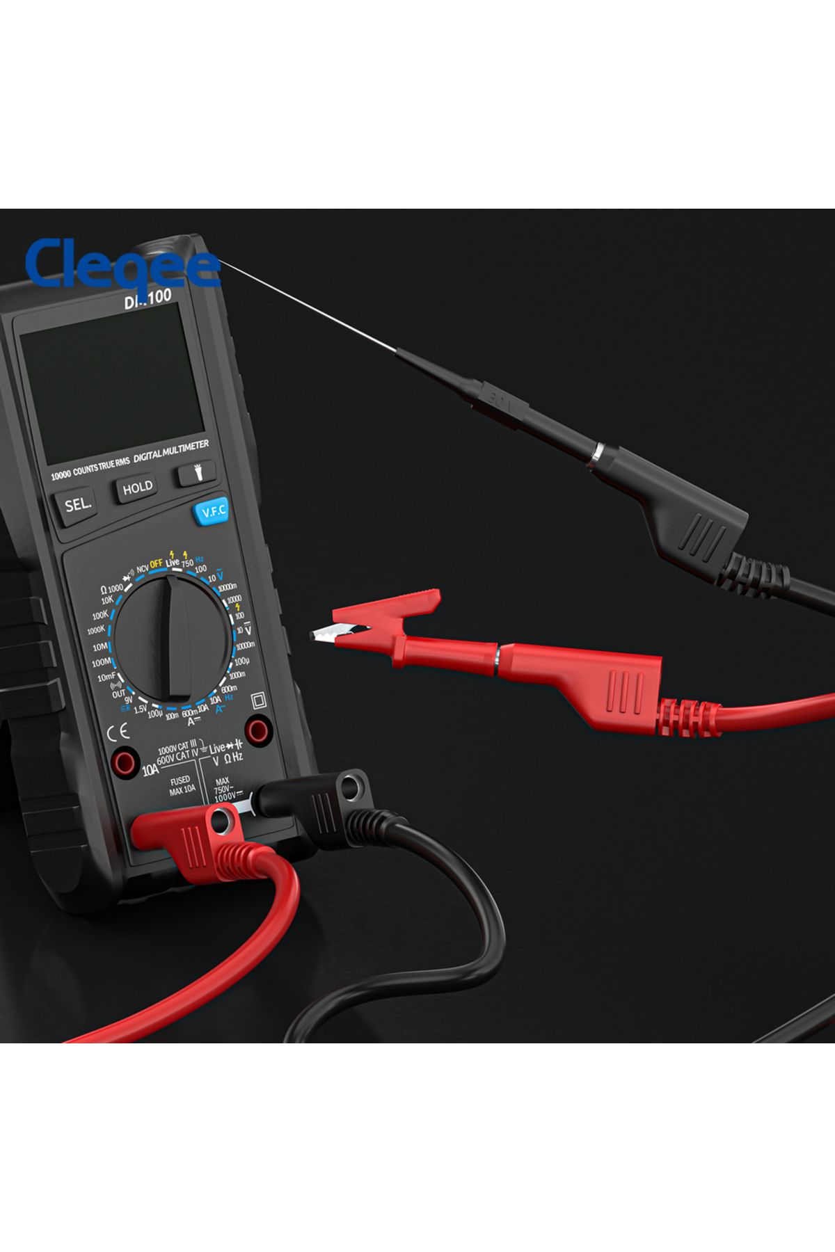 Choice-1m Cleqee P1036 2pcs Dual 4mm Stackable Banana Plug Multimeter Test Leads 1m/2m/3m Electrical Test C 6
