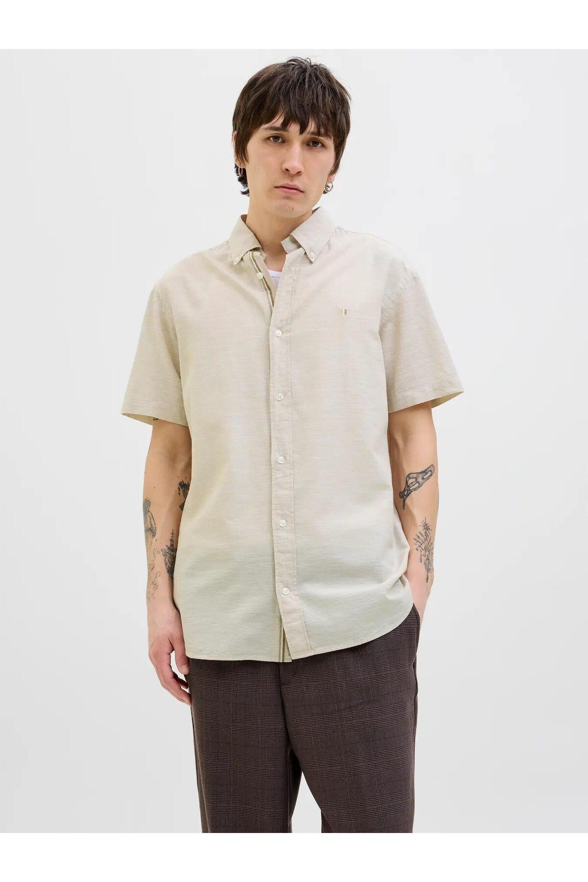 پیراهن مردانه راسته آستین کوتاه | جک اند جونز Jack & Jones 12276814-WH - تصویر 2