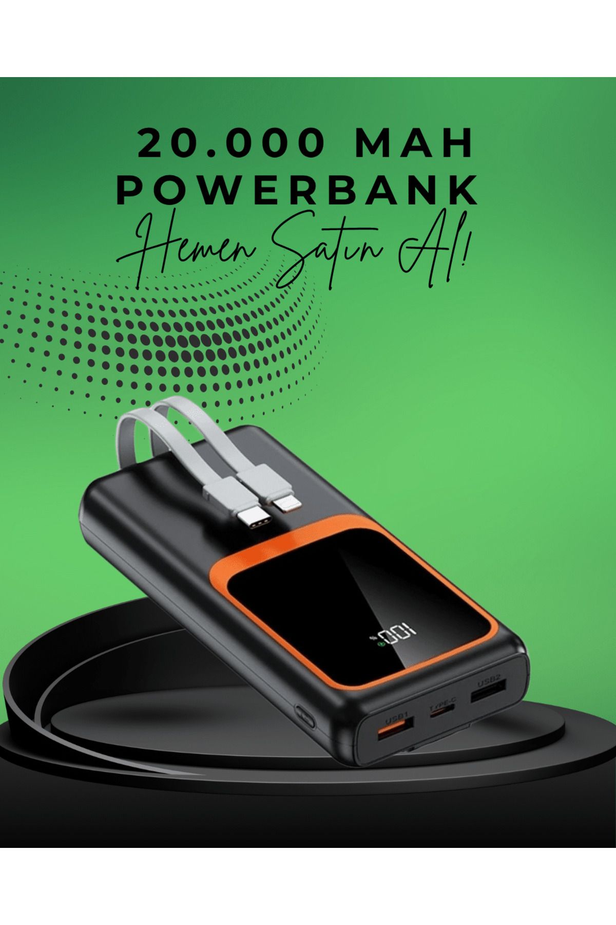 FTA TİCARET 20000 mAh Taşınabilir Powerbank | Çok Kablolu, Hızlı Şarj Destekli (22.5W)