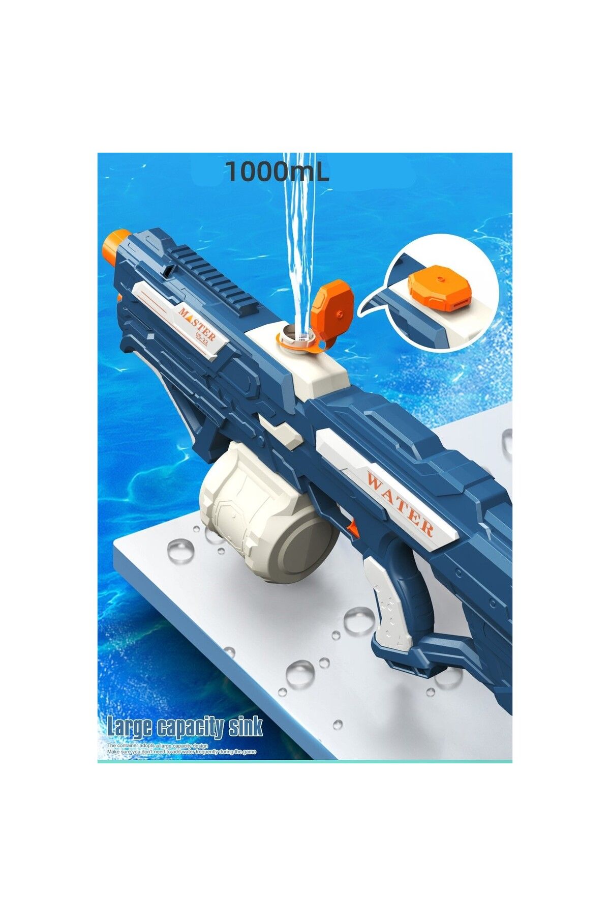 Flippy-Suflator electric de apă pentru copii, 14, 1200 mAh, rezervor de 600 ml, mod Burst, albastru/alb, 1000 ml 8