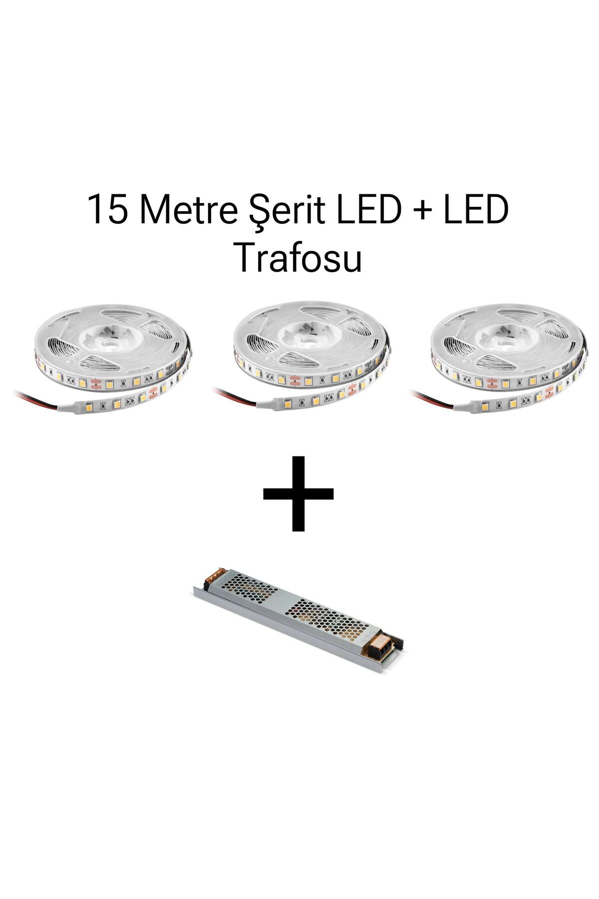BMG Aydınlatma 15 Metre Şerit Led Led Trafosu Paket Halinde 10 Çip Yüksek Işık Şerit Led Amber (TURUNCU)