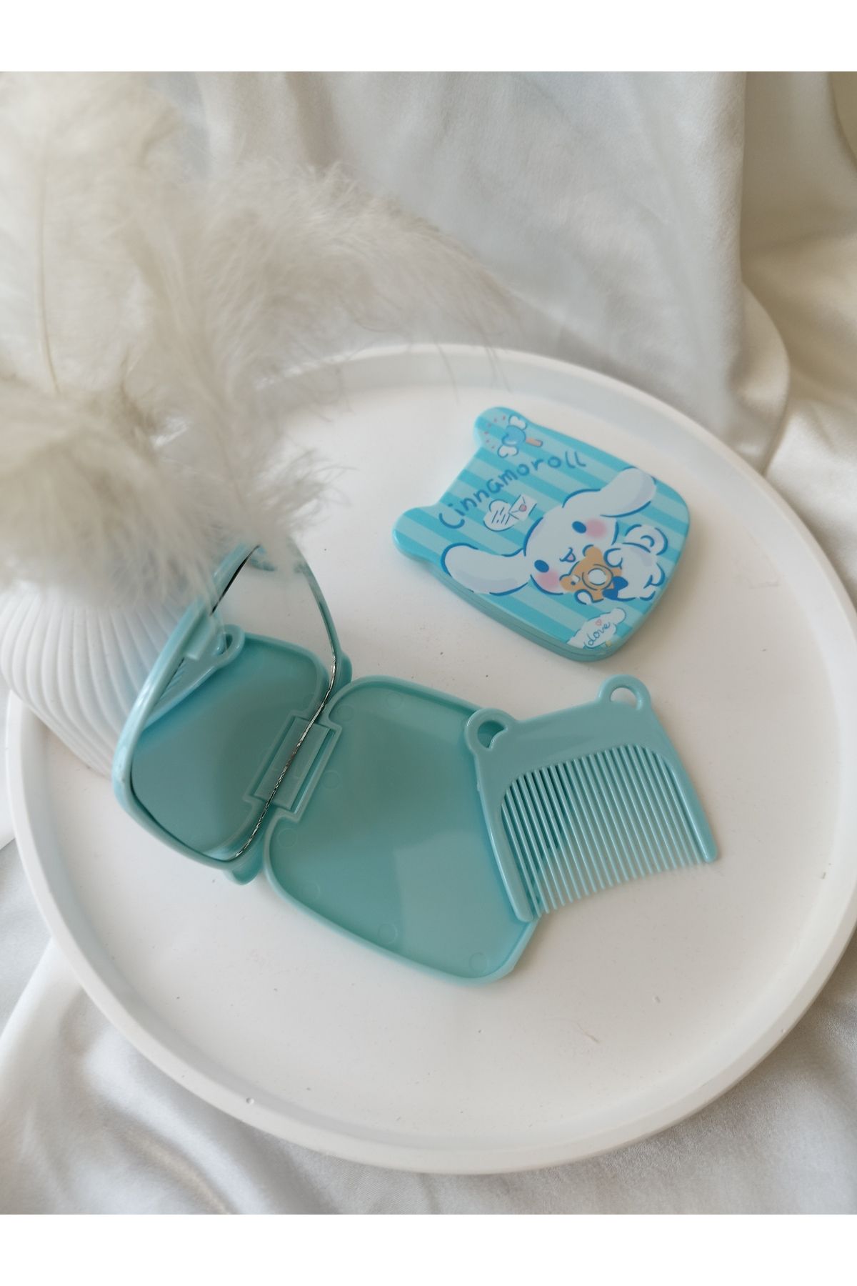 LADYBİRDAKSESUAR Karakterli renkli Çocuk taraklı ayna seti kuurommi sanrio ayıcık figür