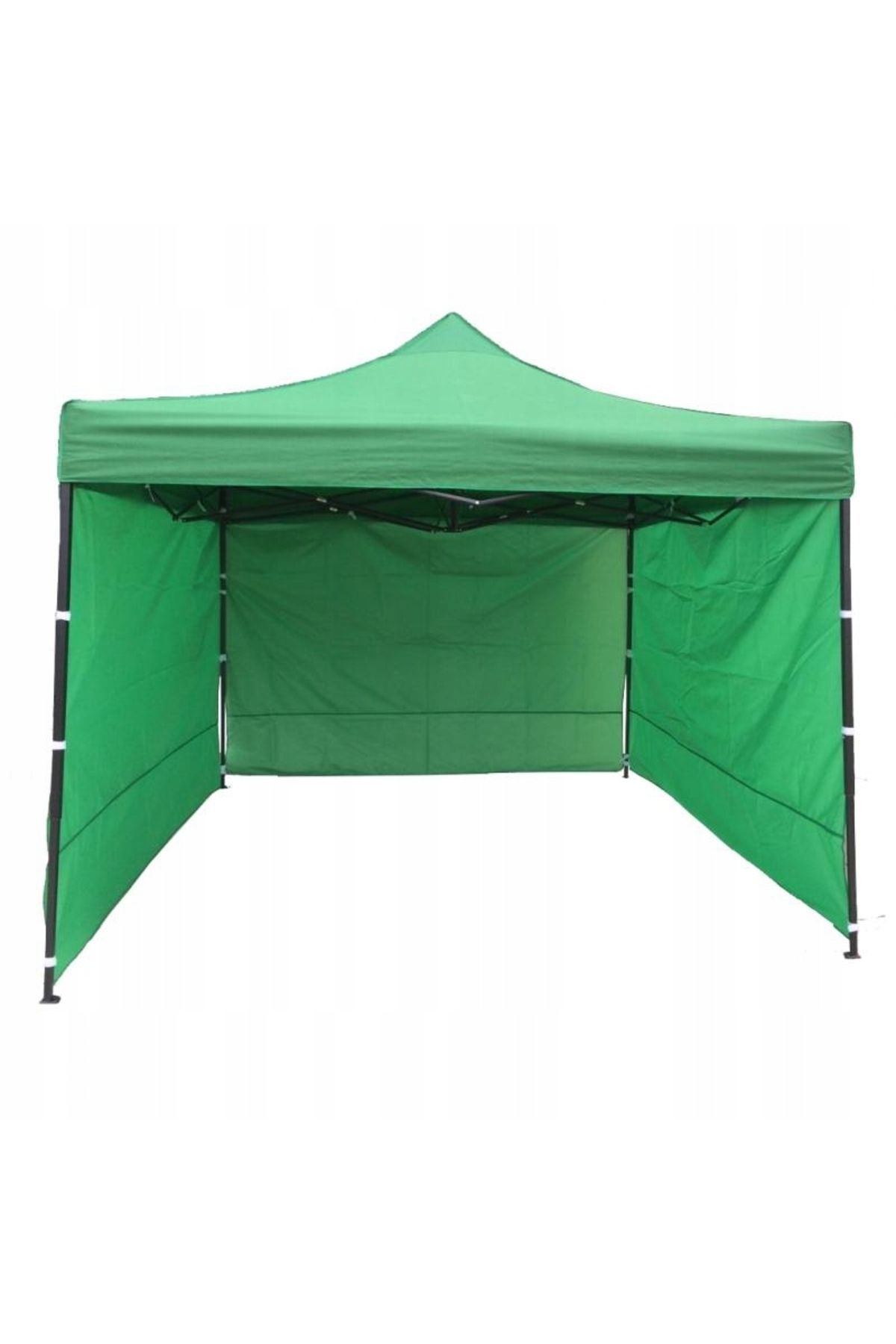 SERSIMO-Cort tip pavilion cu 3 pereti laterali, structura solida otel, 3x3 m cu inaltime reglabila, verde 2
