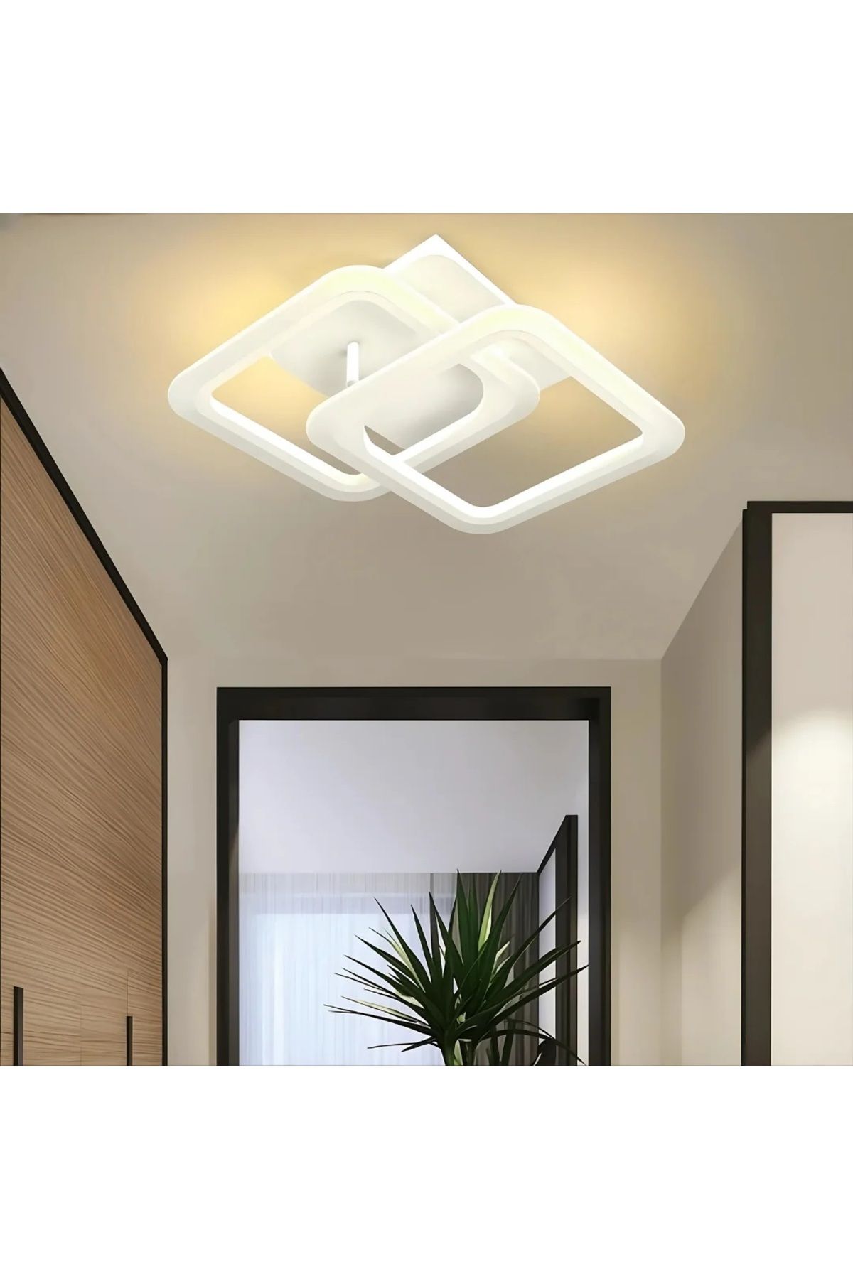 durulight Anna Beyaz Kare Hol Koridor Giriş Yeni Ultra Süper Günışığı Ledli Avize