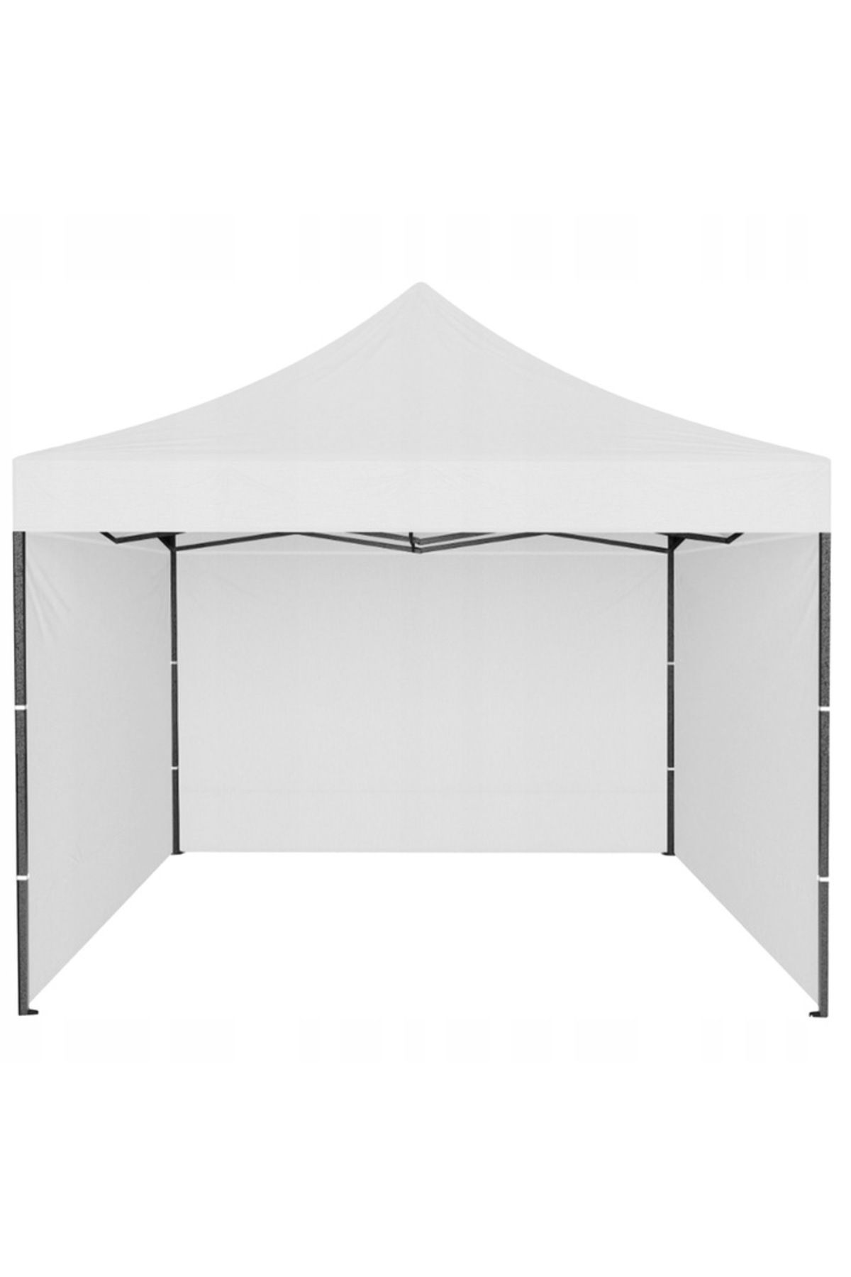 SERSIMO-Cort Tip Pavilion Cu 3 Pereti Laterali, Structura Solida Otel, 3x3 M Cu Inaltime Reglabila, Alb 3