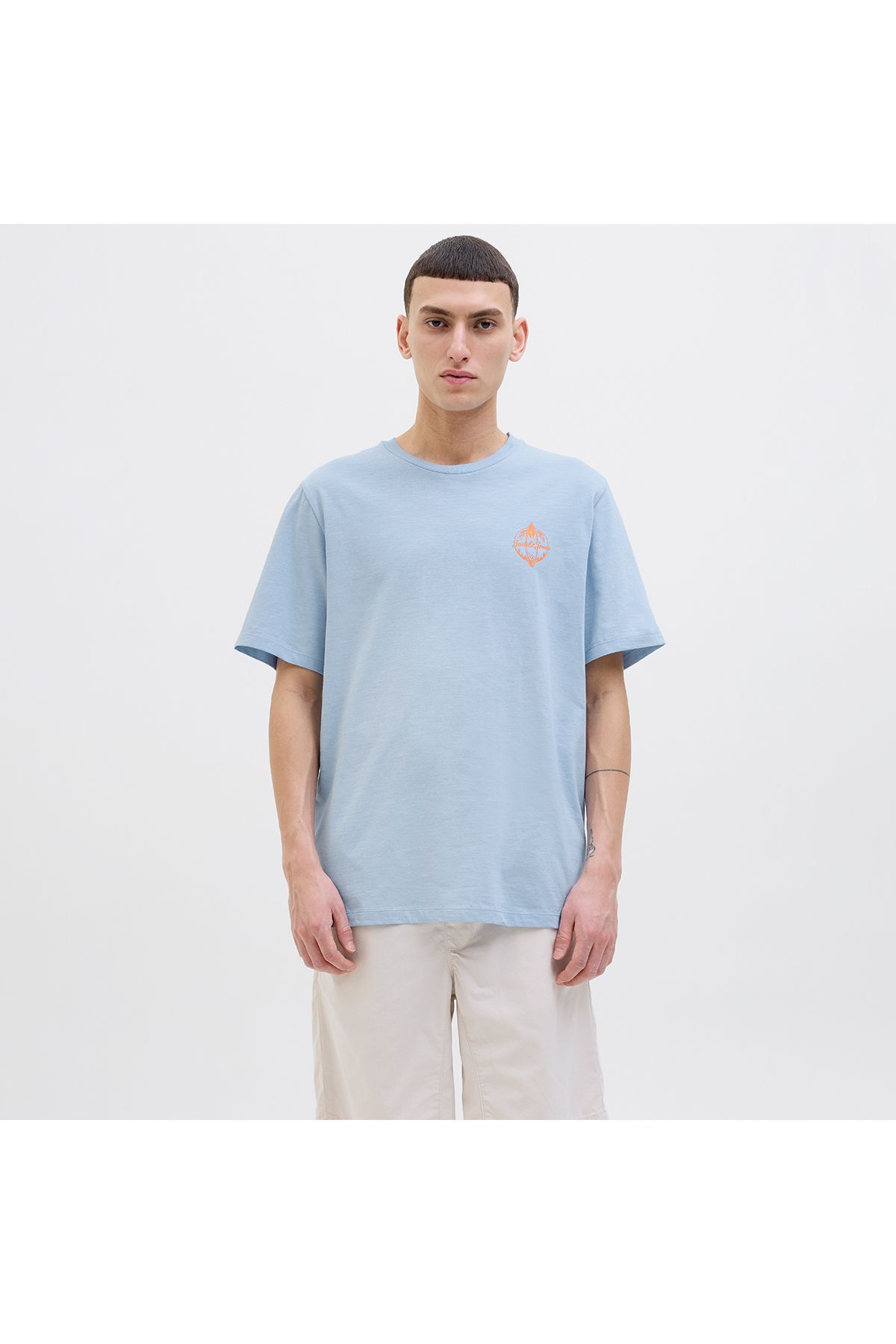 Jack & Jones Jack&Jones One Color Summer Erkek Mavi Yuvarlak Yaka Tişört