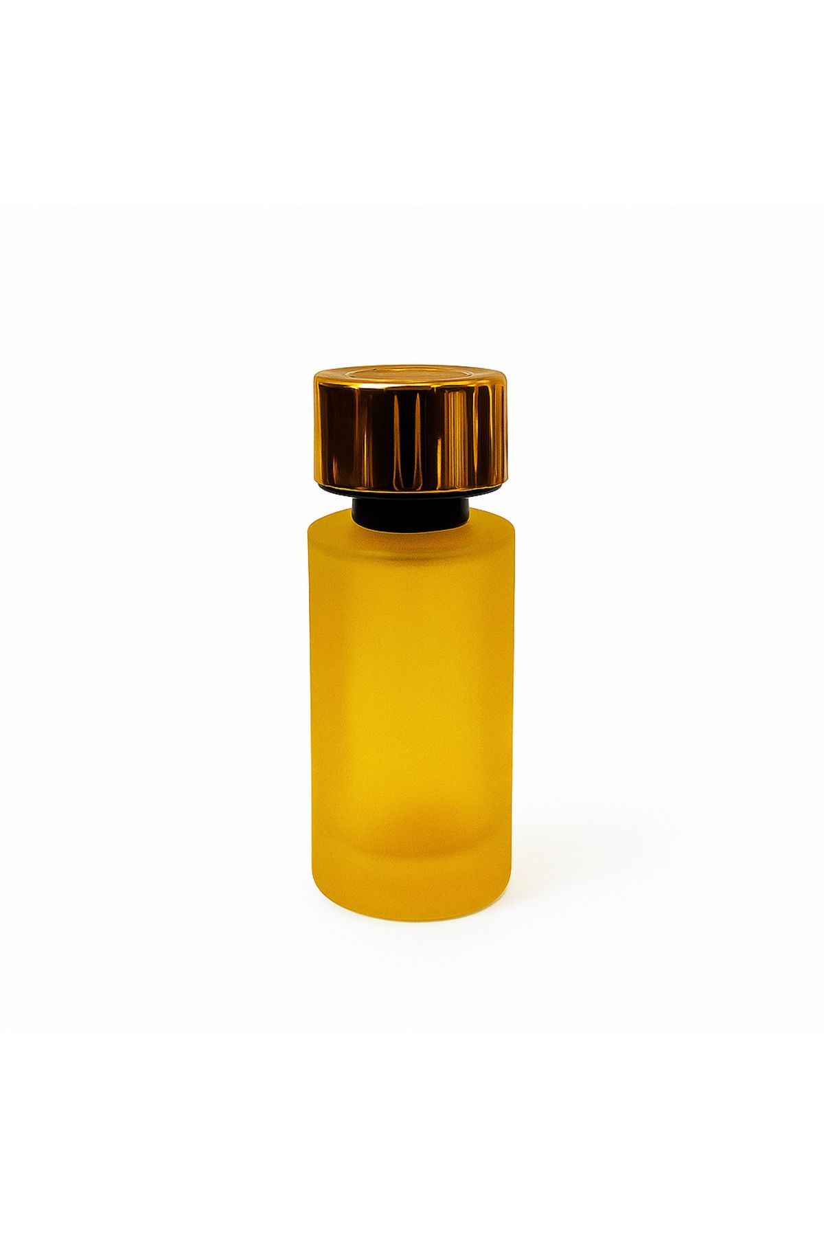 Büyülü Şişeler 50 ml Altın Detaylı Kapak Doldurulabilir Sarı Cam Boş Parfüm Şişesi