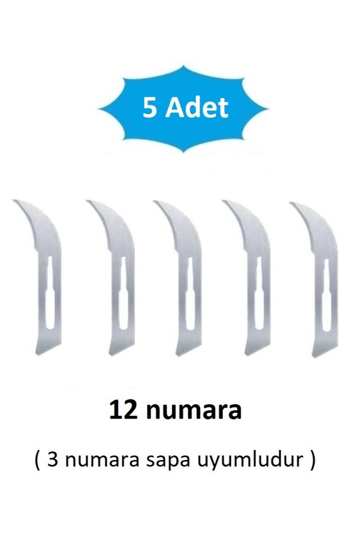 QBR Home 5li paket 12 numara Ahşap Heykel Oyma Sanat Yedek Bıçağı. Geçirmeli Tip ( 3 numara sapa uyumlu )