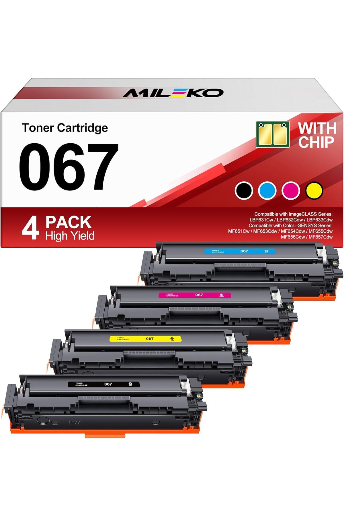 Canon YA-DE BİLİŞİM MF655/657 MF656Cdw LBP632Cdw MF654Cdw MF653Cdw LBP633Cdw (4 Pack with Chip)
