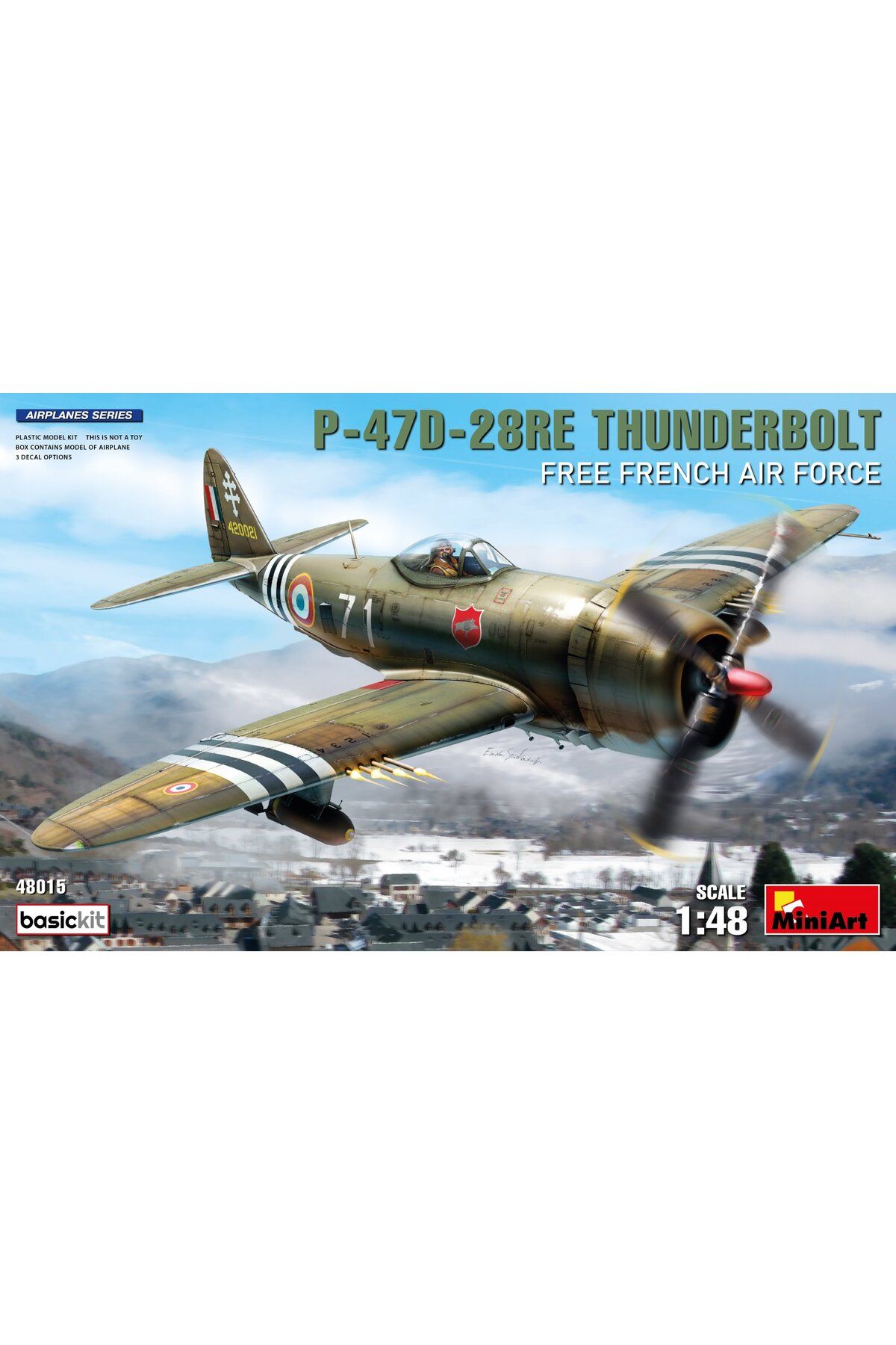 MiniArt 1:48 P-47D-28RE Thunderbolt Özgür Fransız Hava Kuvvetleri. Basic Kit.