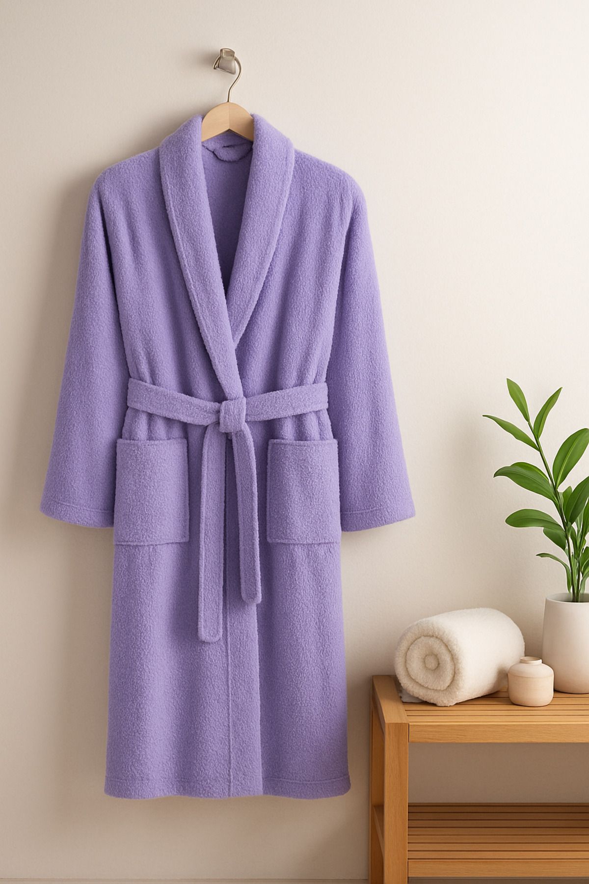 Lio20 Unisex Büyük Beden Şalyaka Model Bornoz-Banyo-Sauna-Wellness Spa-Hamam-Pamuklu-3XL 4XL-