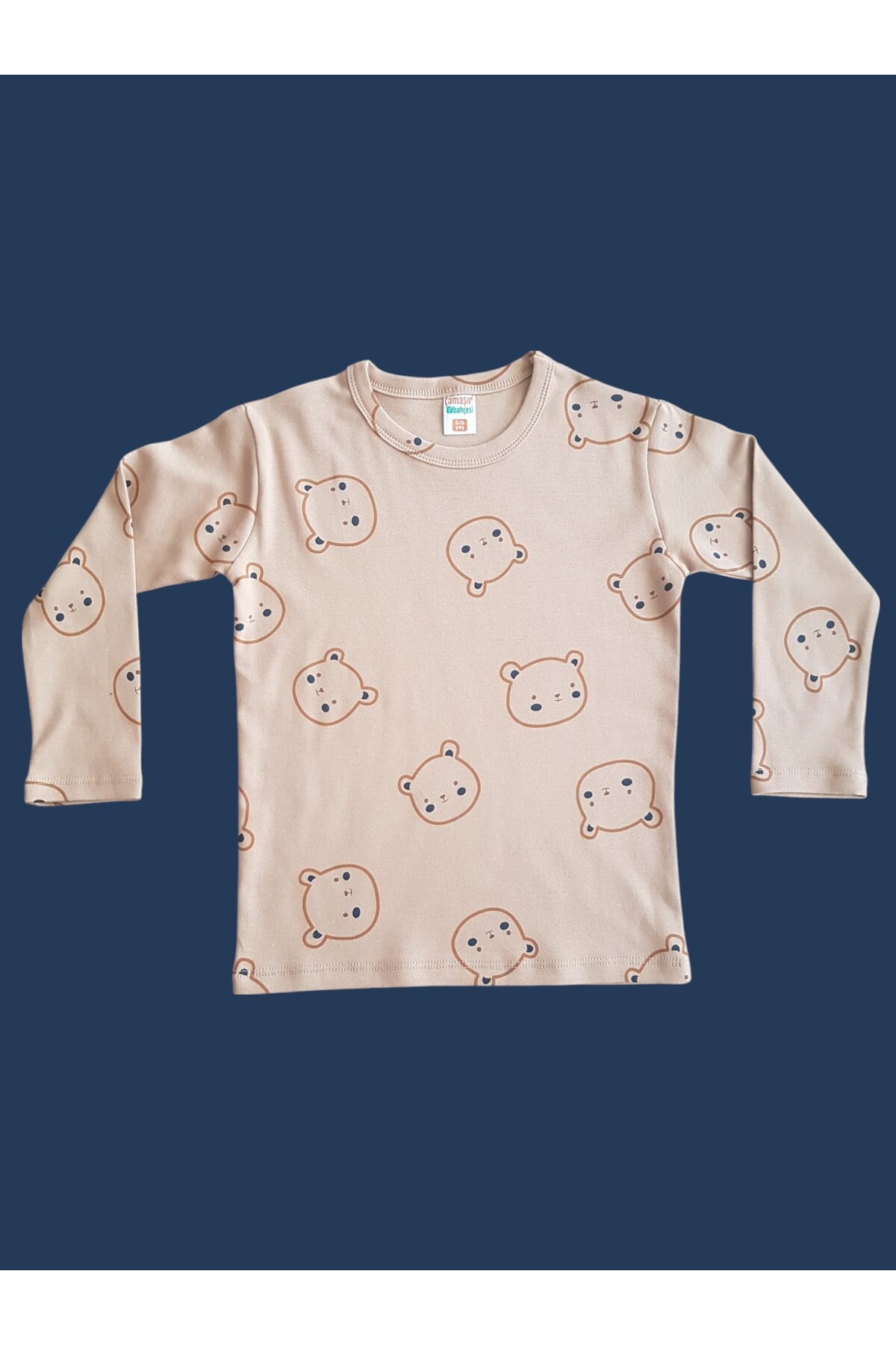 çamaşır bahçesi kendinize iyi bakın Uzun Kollu Desenli Çocuk Pijama Takım #baskılıçocukpijamatakım #çamaşırbahçesi #kahveayıdesenipijama fotoğrafı 3 (önizleme)