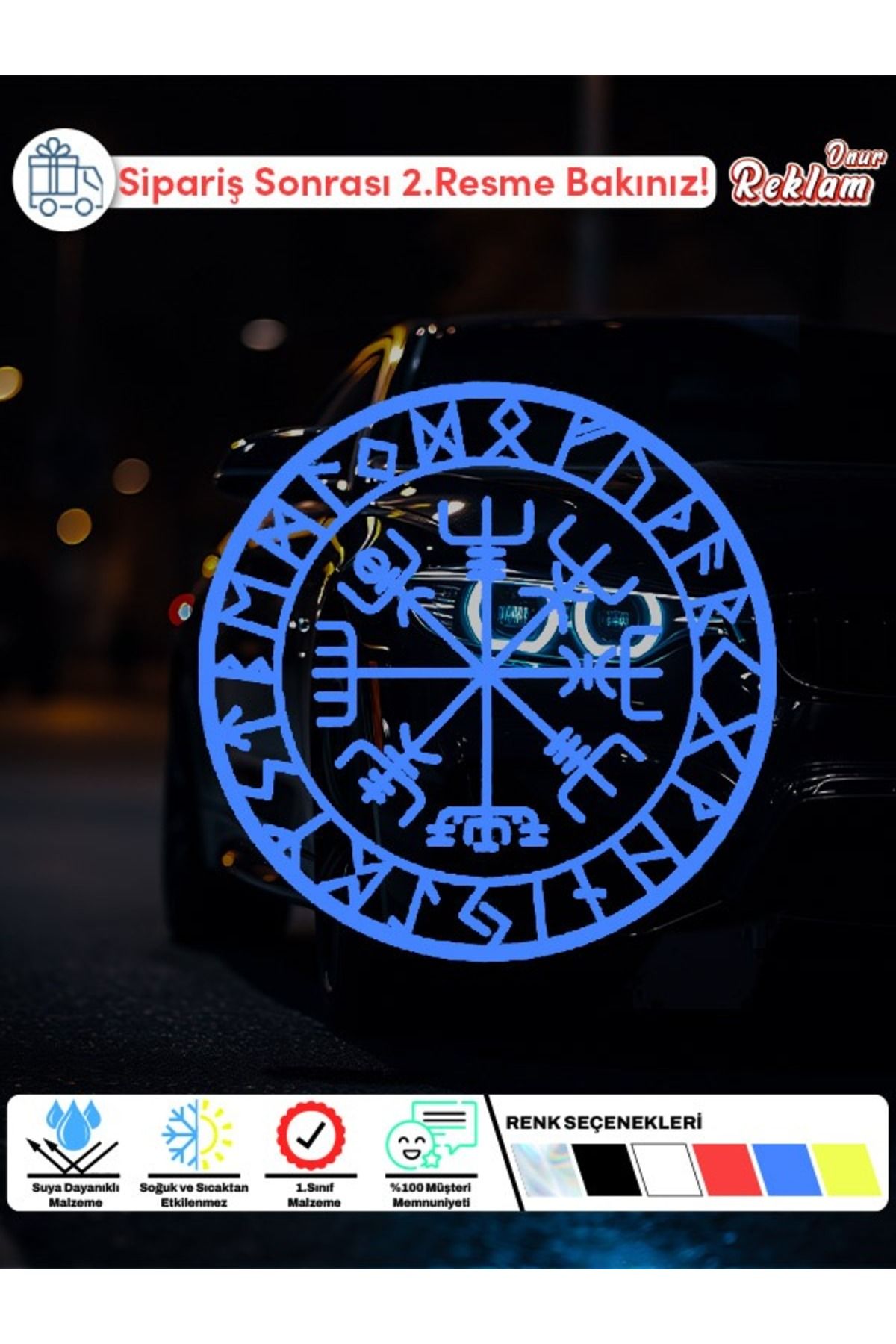 Onur Reklam Vegvisir Viking Pusulası Sticker – 15x22 cm – Runik Nordic Tasarım