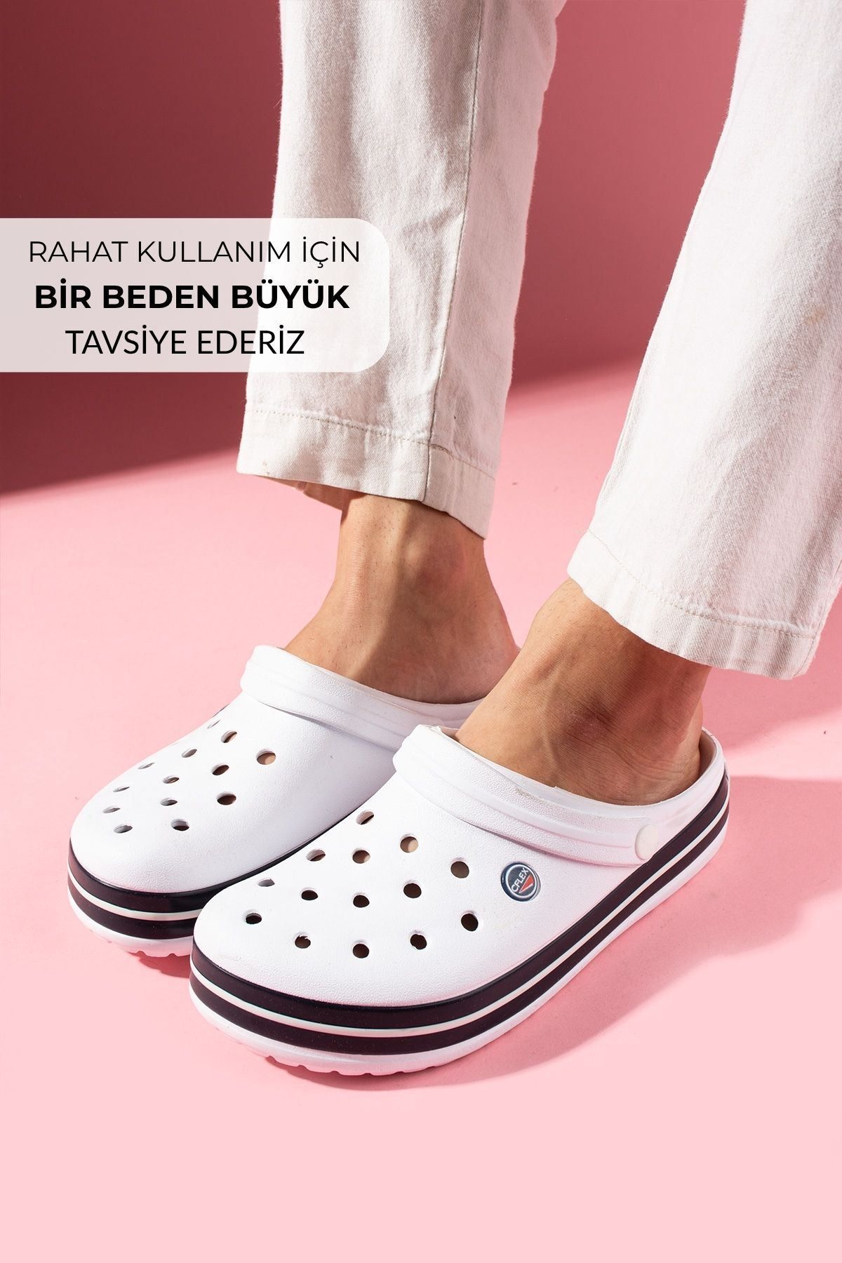 FUGA MODA Stefan Beyaz Delikli Poliüretan Önü Kapalı Islak Zemin Erkek Terlik ve Sandalet