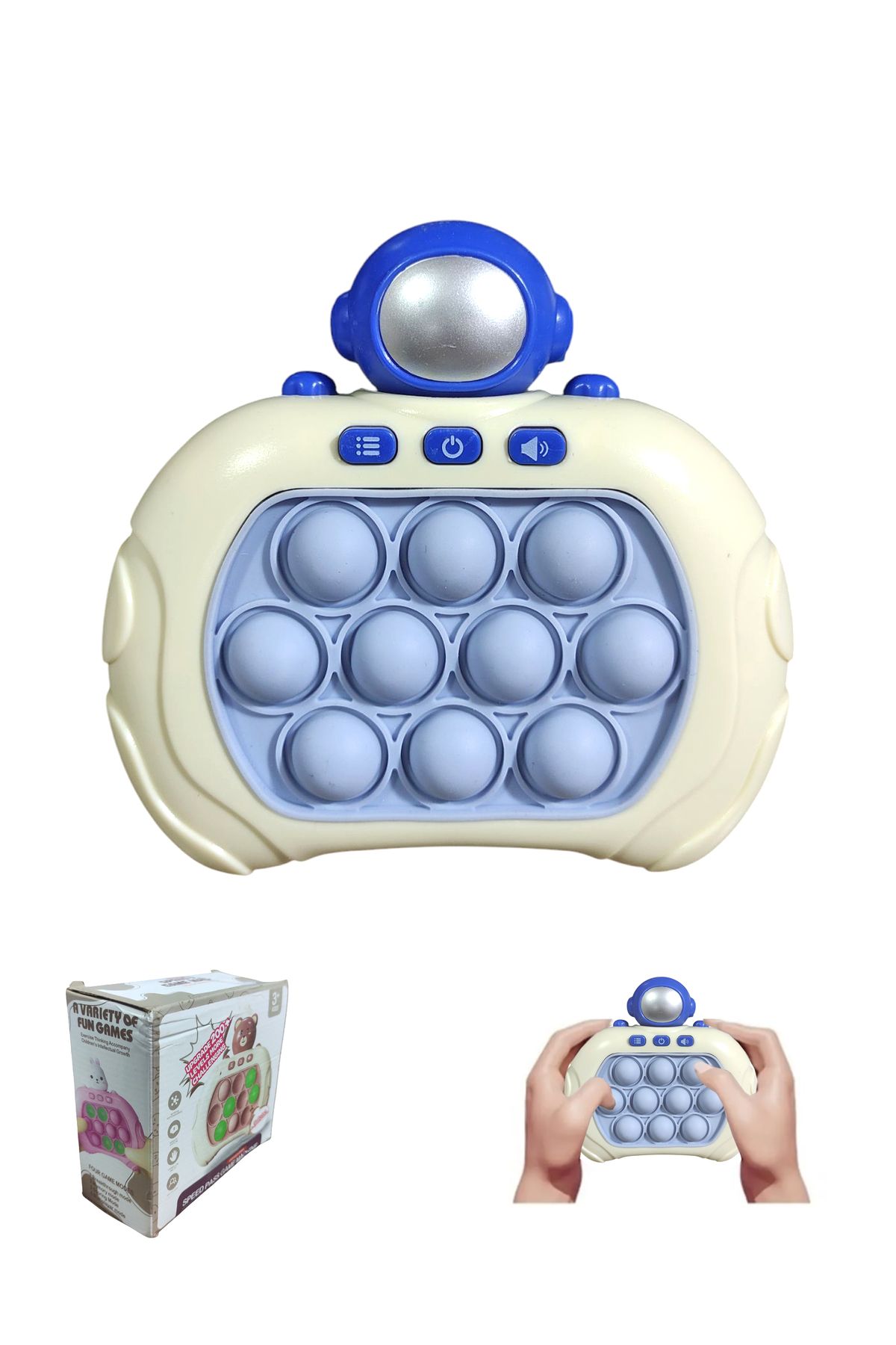 Limmy Popit Makinesi Işıklı Oyun Fast Push Pilli Fidget Kabarcık - Astronot Space