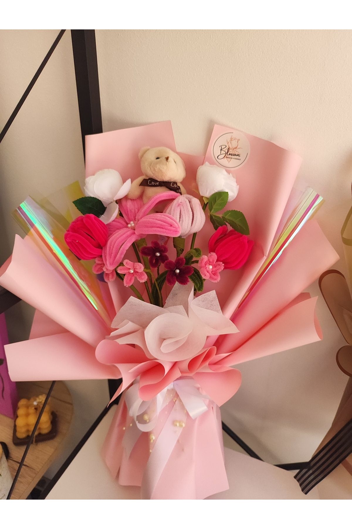 Handmade Ayıcıklı çiçek buketi