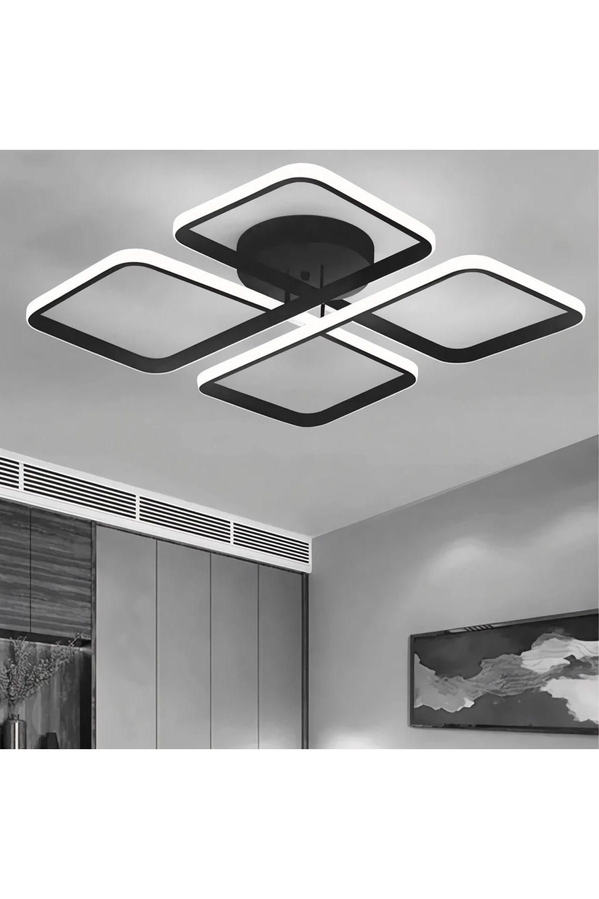 durulight Nova Siyah Modern Beyaz Ledli Plafonyer Ledli Avize