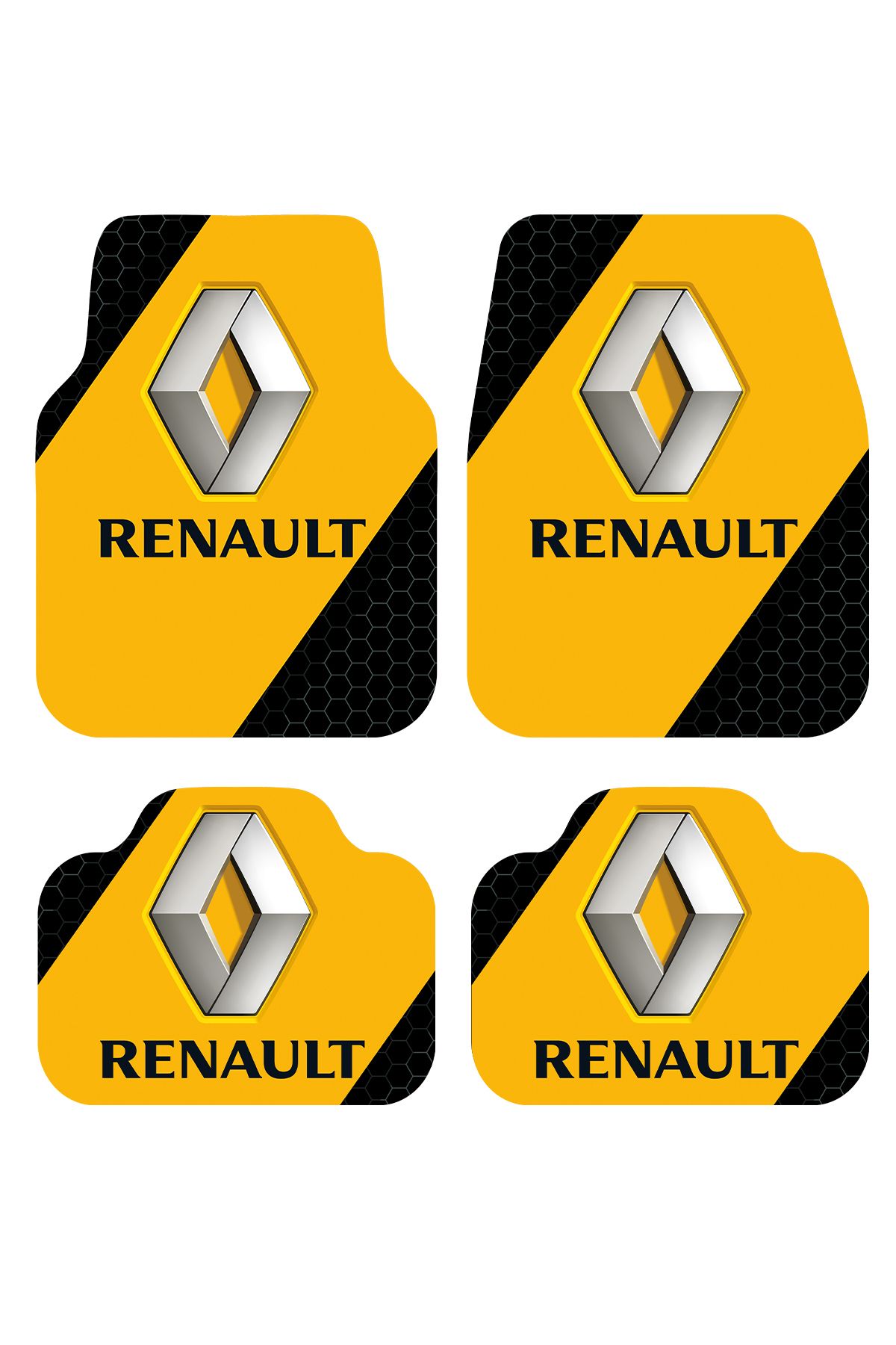 MOYPAK Renault Desenli Oto Paspas Leke Tutmaz Dekoratif Araç Paspası. Yıkanabilir Oto Paspas