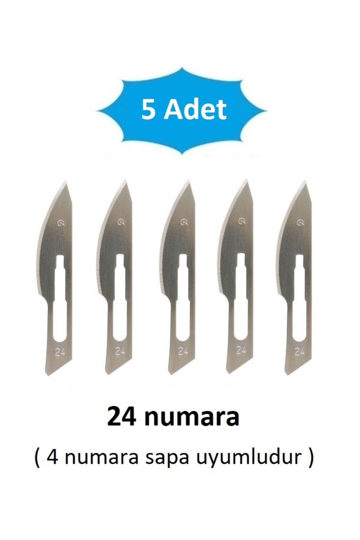 QBR Home 5li paket 24 numara Ahşap Heykel Oyma Sanat Yedek Bıçağı. Geçirmeli Tip ( 4 numara sapa uyumlu )