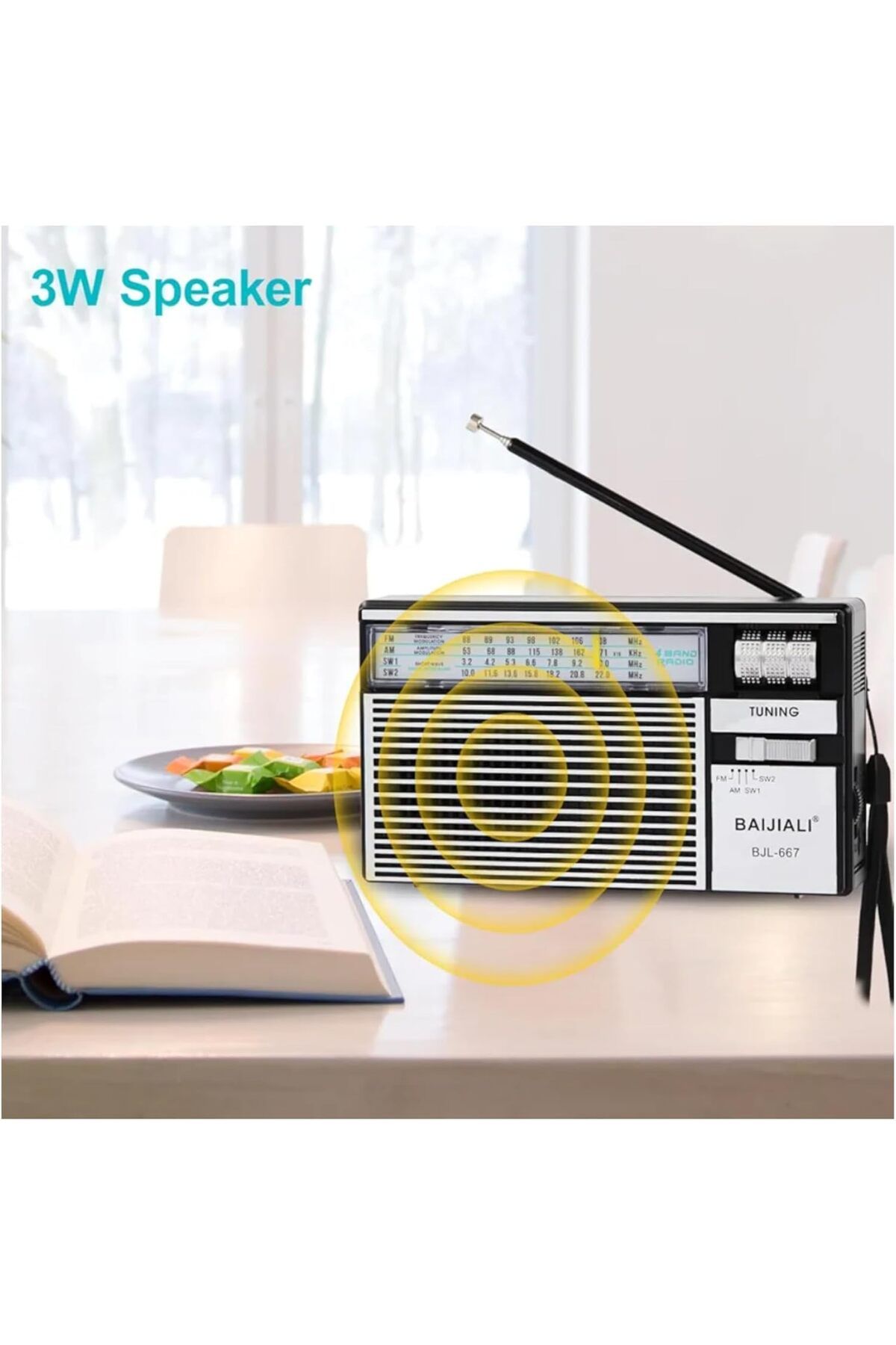 Generic-راديو AM/FM/SW محمول كلاسيكي، راديو ترانزستور مع مكبر صوت قوي بقوة 3 وات، يعمل بالبطارية أو التيار المستمر، مثالي للاستخدام في الأماكن المغلقة أو الهواء الطلق. 3