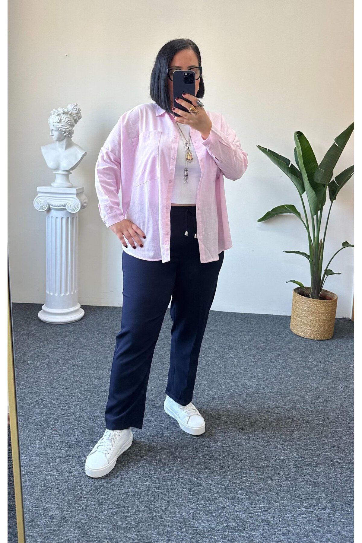 Vio Moda Büyük Beden Double Krep Havuç Paça Pantolon