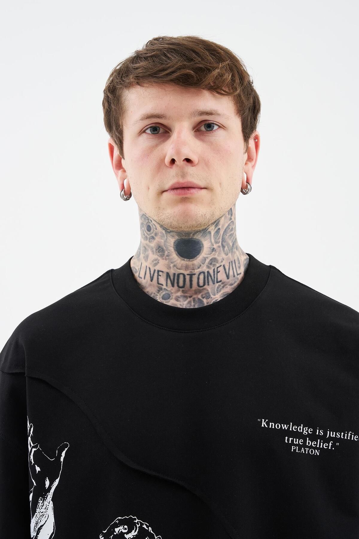Machinist-Men's Lock and Key Oversize Black T-Shirt 7