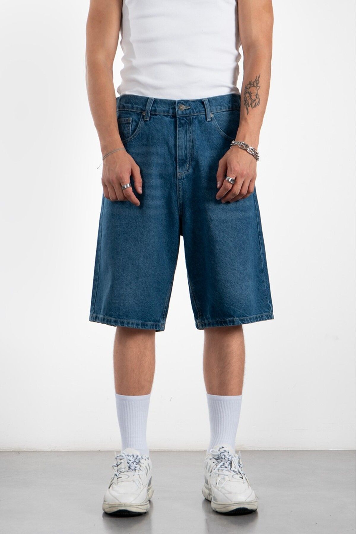 UKHWD SUPPLY Mavi Baggy Jean Erkek Şort Jorts