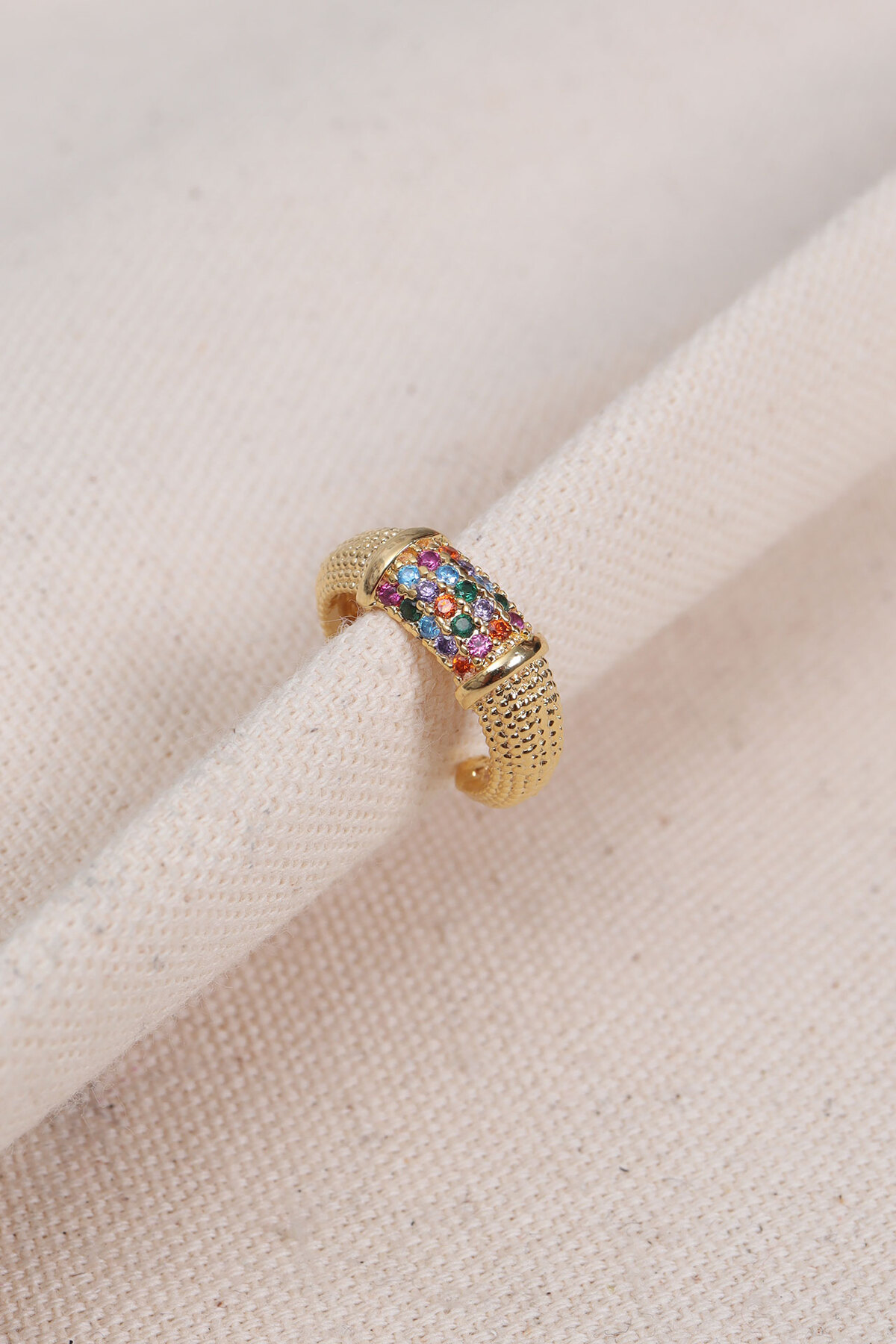 Mix Zircon Gemstone Gold Color Single Compression Cartilage Earrings