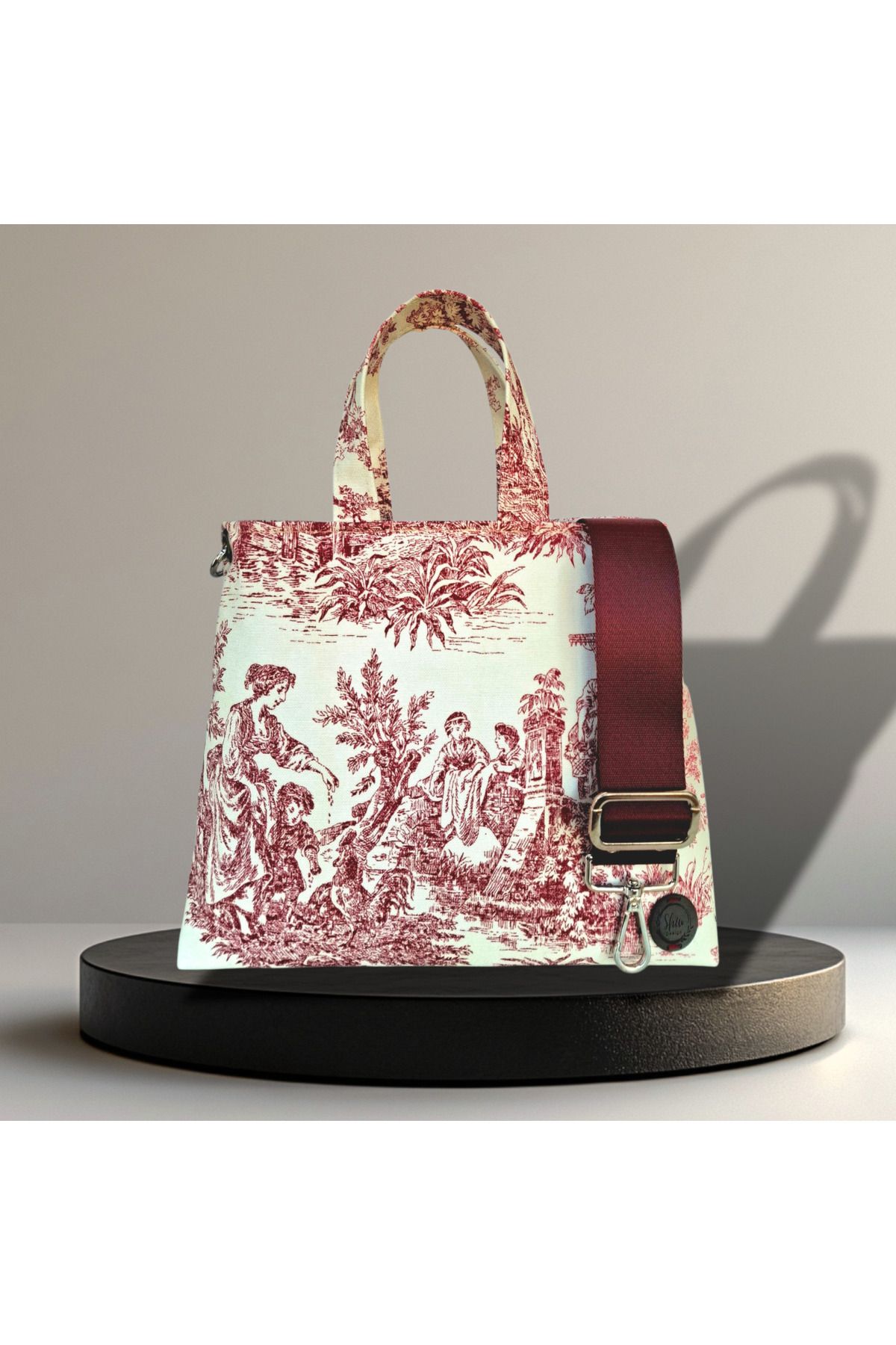 Shiw Design Fransız Romantik Desenli El Çantası Omuz Çantası Çapraz Çanta