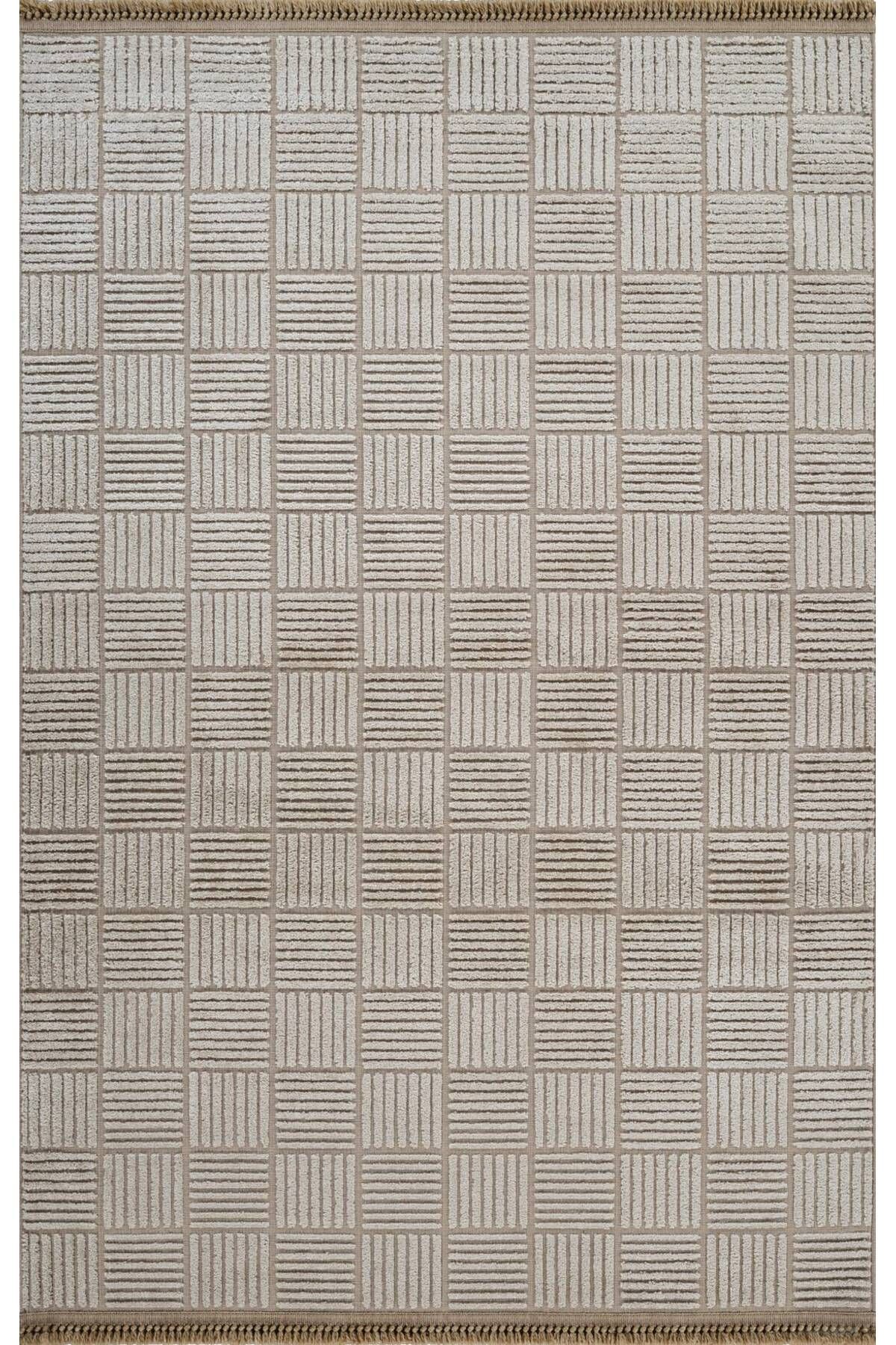 akbel halı & yatak exclusive home design Anemon 6823 Vizon - Polyester Dokuma Halı | İskandinav Salon Halısı