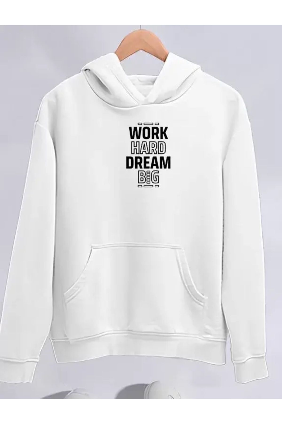 koflandy Kışlık Üç İplik Kapüşonlu SweatShirt - Beyaz