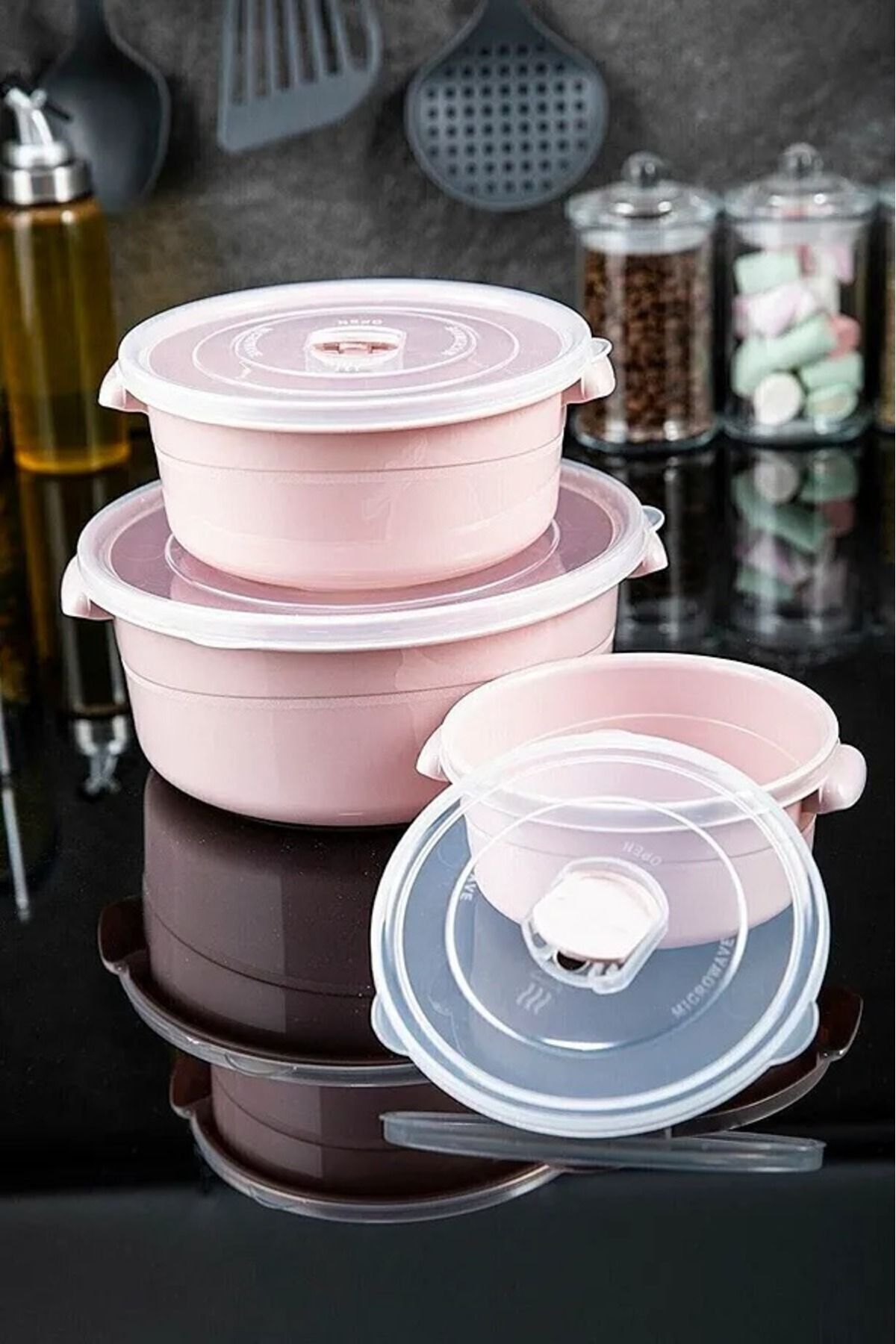 Plodna House 3'lü Yuvarlak Mikrofresh Tencere Seti (0,5 L + 1 L + 2 L)