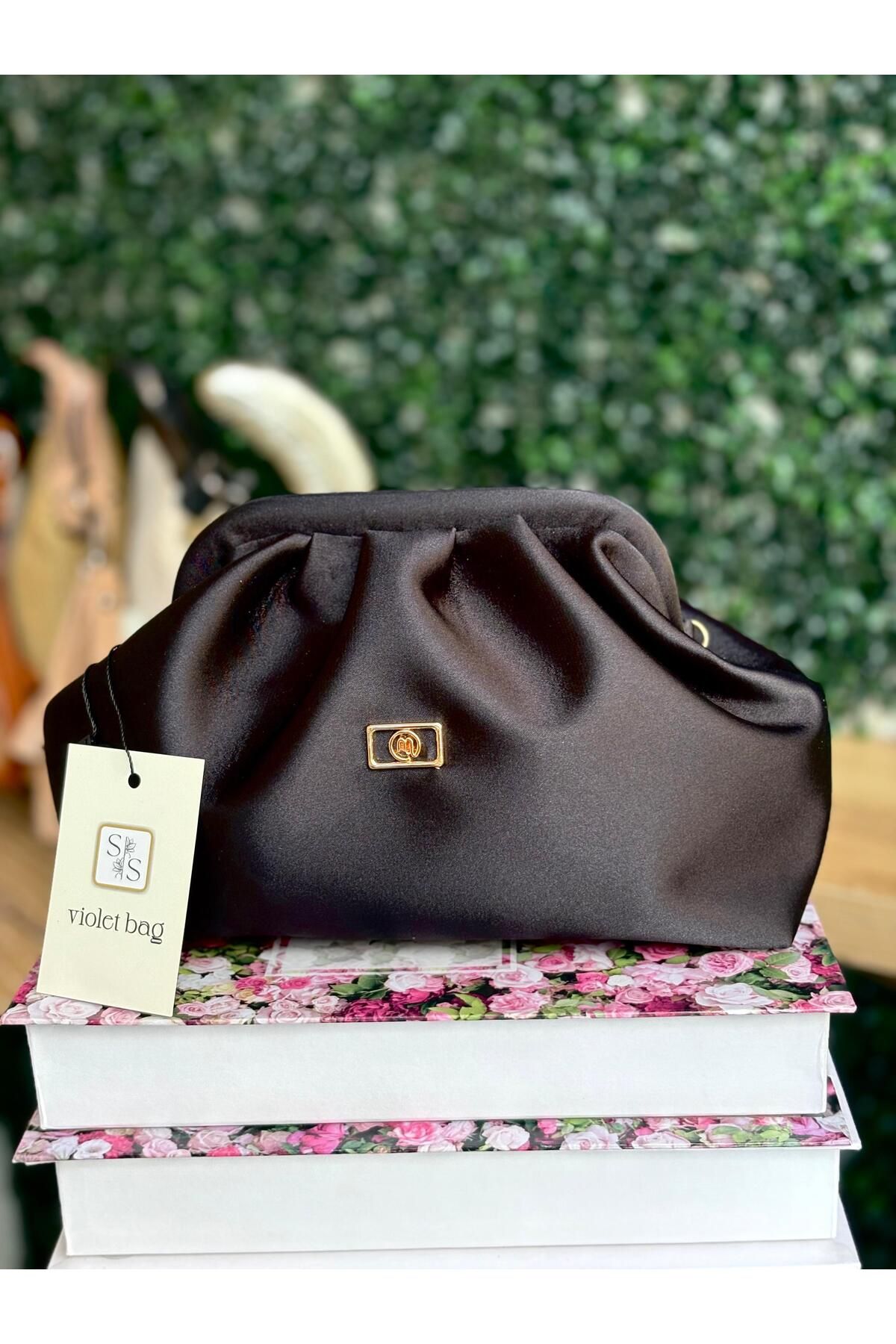 Moda Lime Siyah Saten Görünümlü Şık Kadın El ve Omuz Çantası