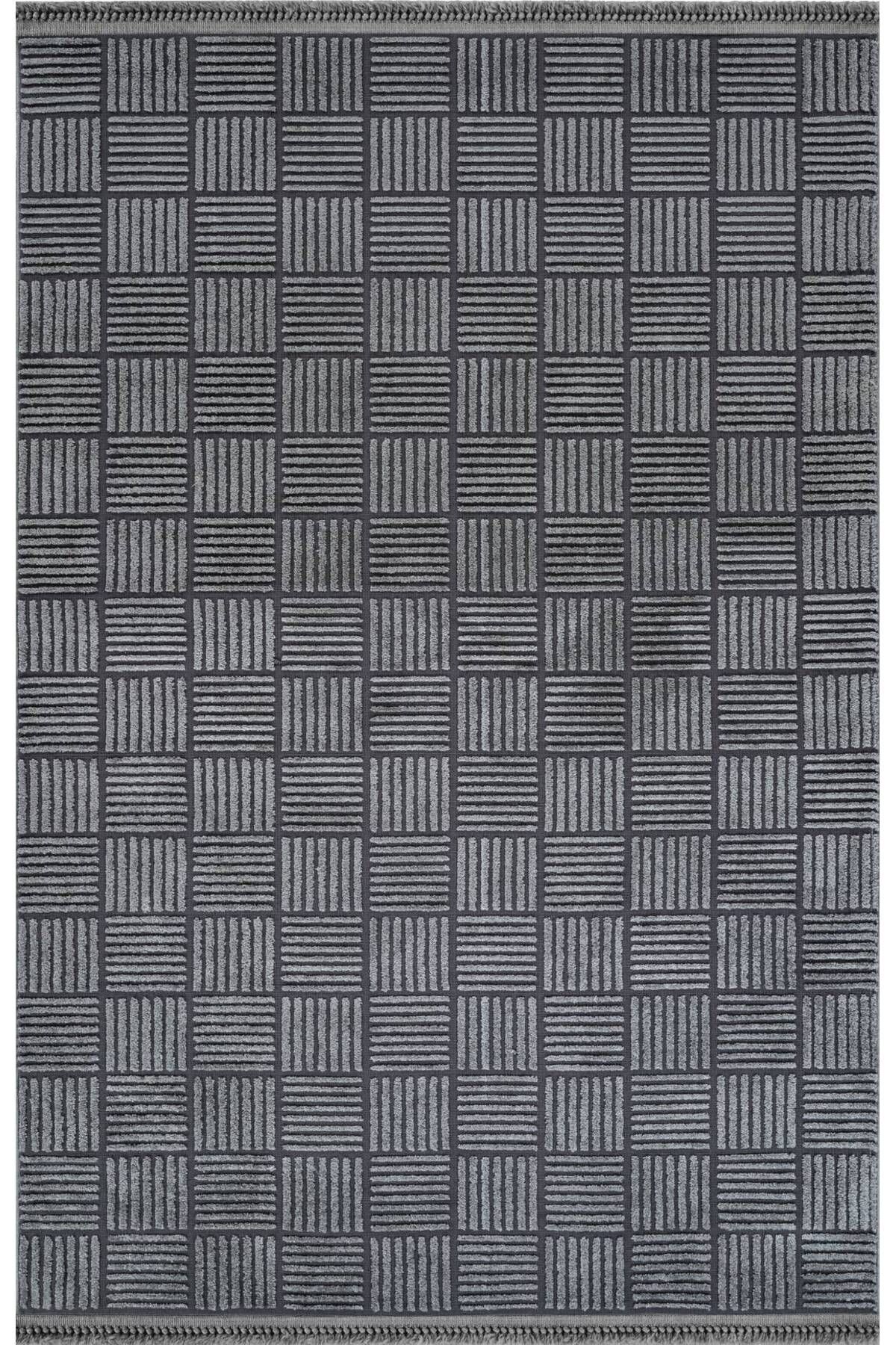 akbel halı & yatak exclusive home design Anemon 6825 Antrasit - Polyester Dokuma Halı | İskandinav Salon Halısı