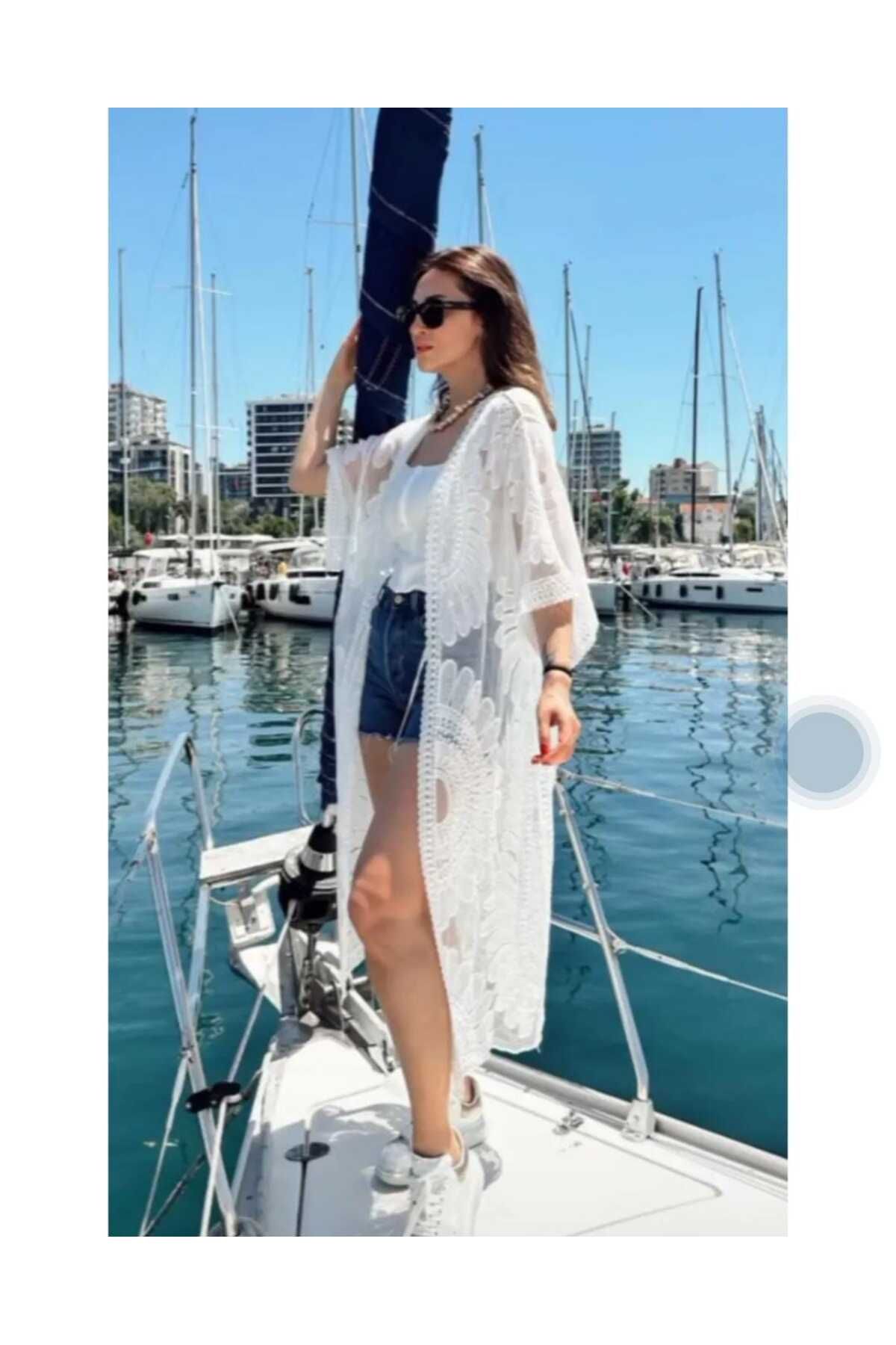 Fashion Fox Kadın Uzun Beyaz Pareo Plaj Elbisesi