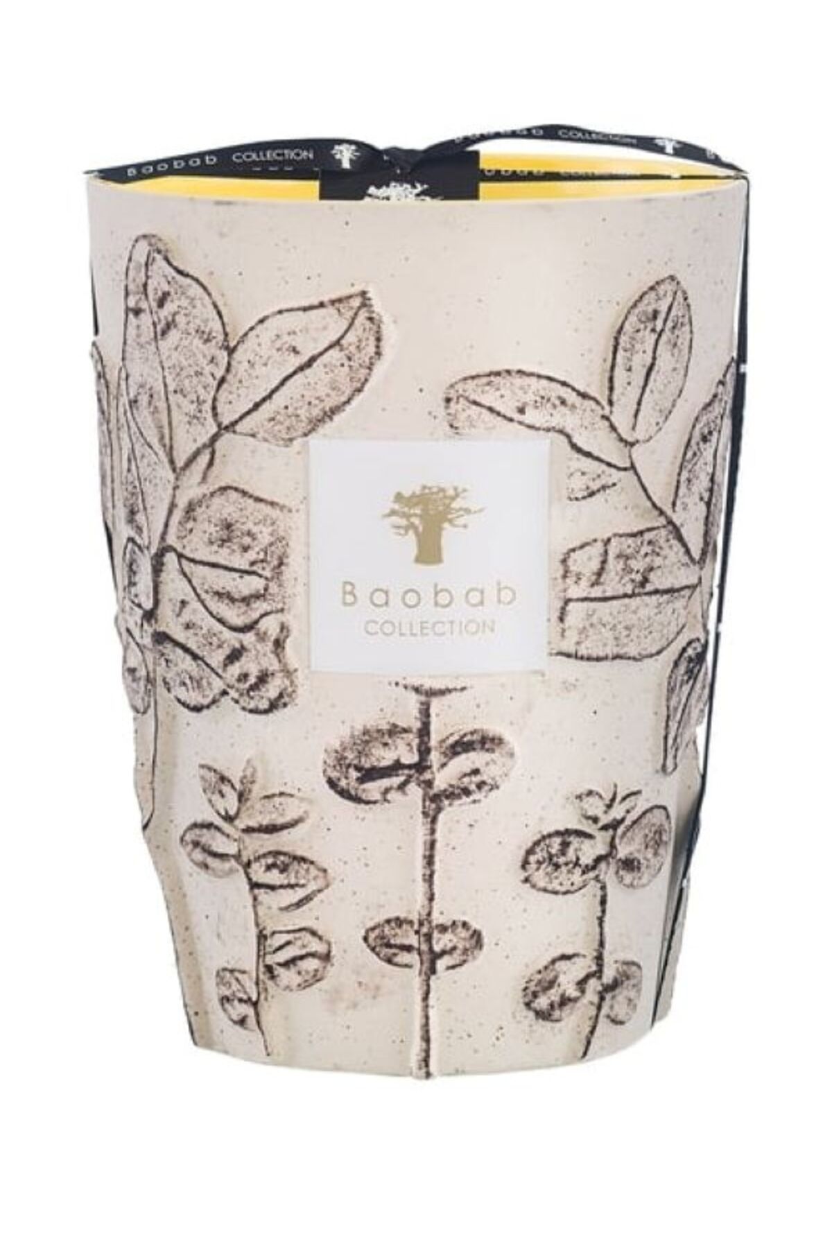 BAOBAB COLLECTION Max 24 Folia Calanque Kokulu Mum, Okaliptüs Motifli Beyaz Seramik, Bergamot & Yeşil Çay Kokusu