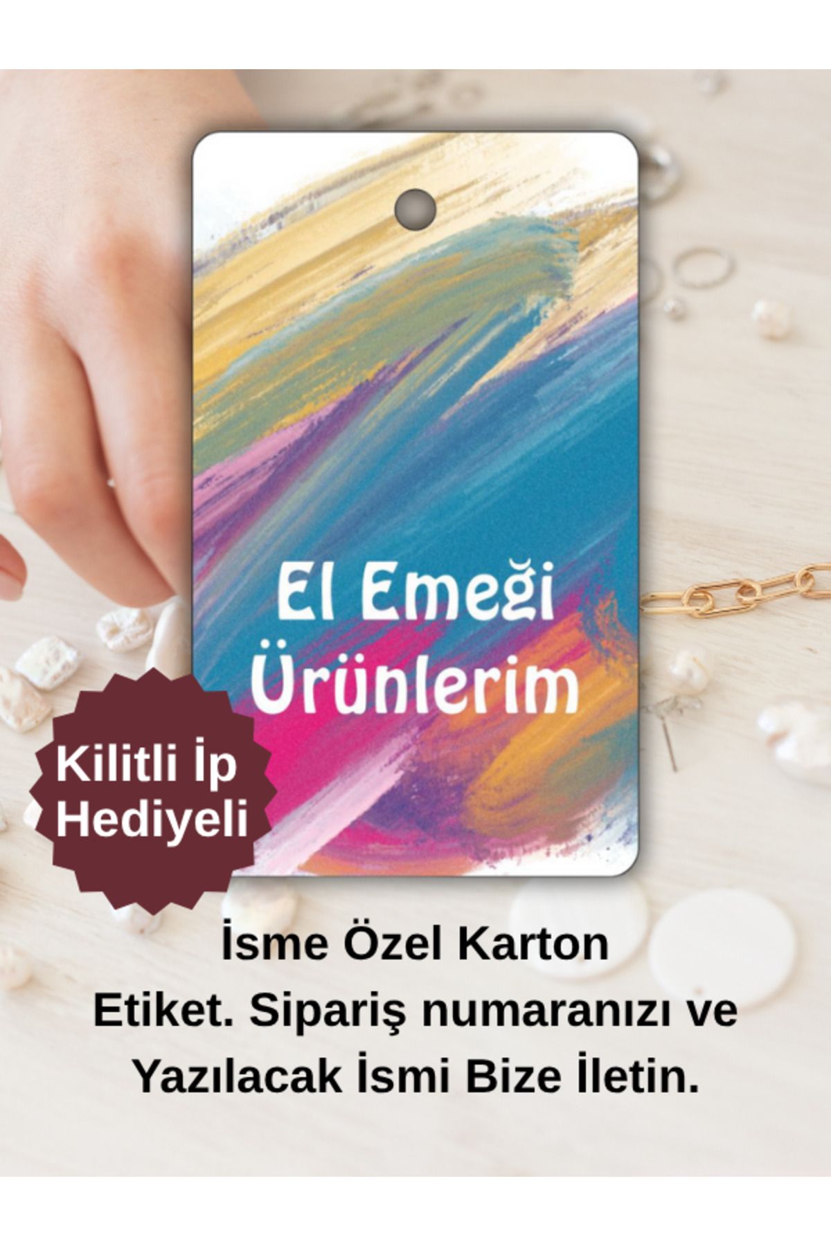 Etiket Vitrini Kişiye Özel Teşekkür Kartı & Ürün Etiketi 36'lı Set Kilitli İp Hediyeli